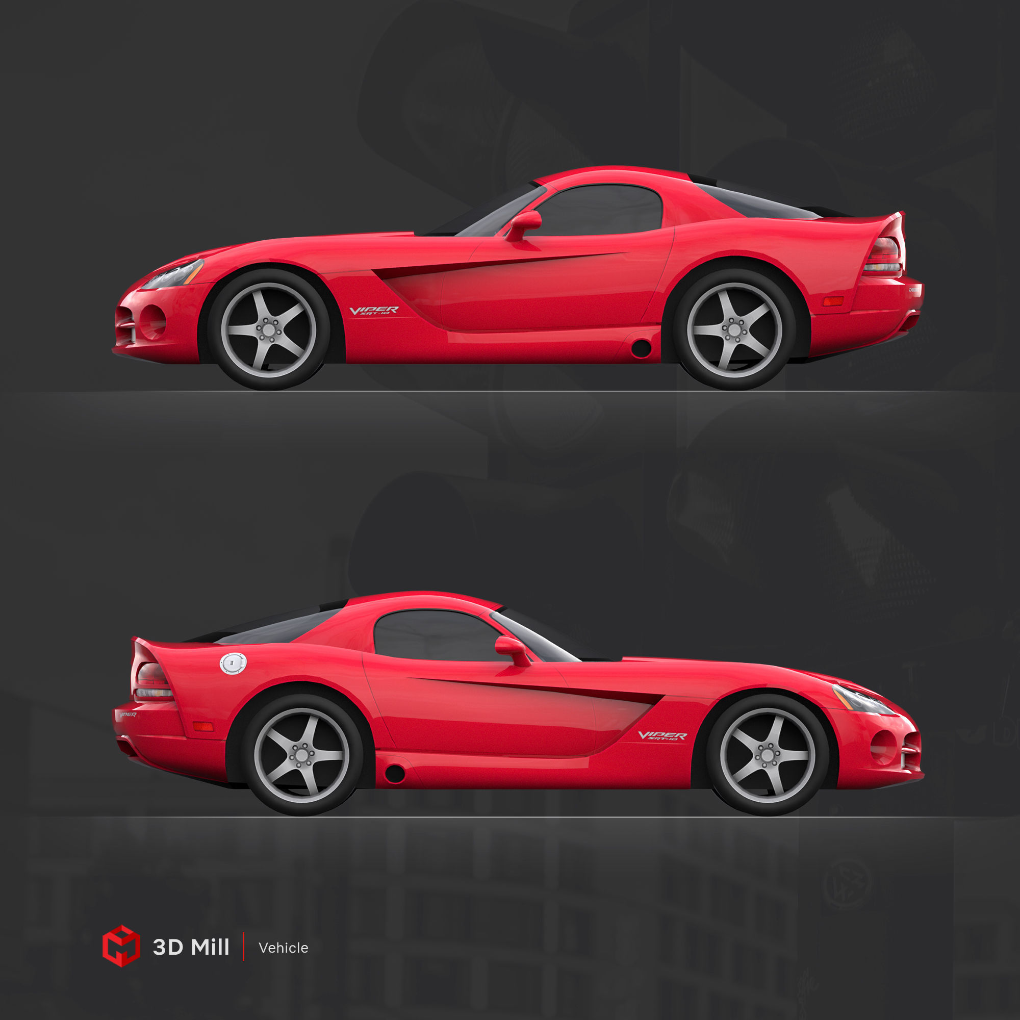 Dodge Viper SRT10 2010 Low-poly 3D model_7