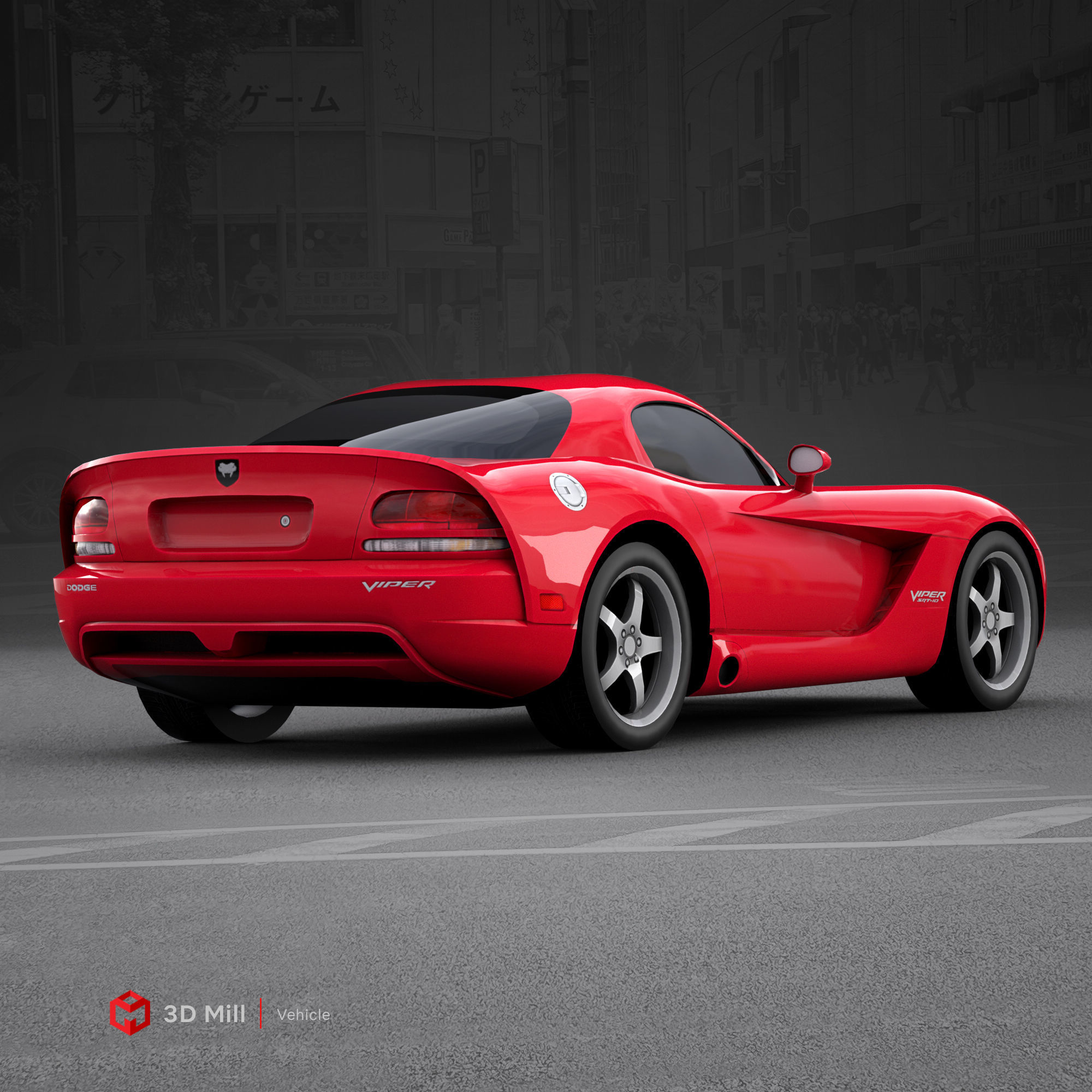 Dodge Viper SRT10 2010 Low-poly 3D model_5