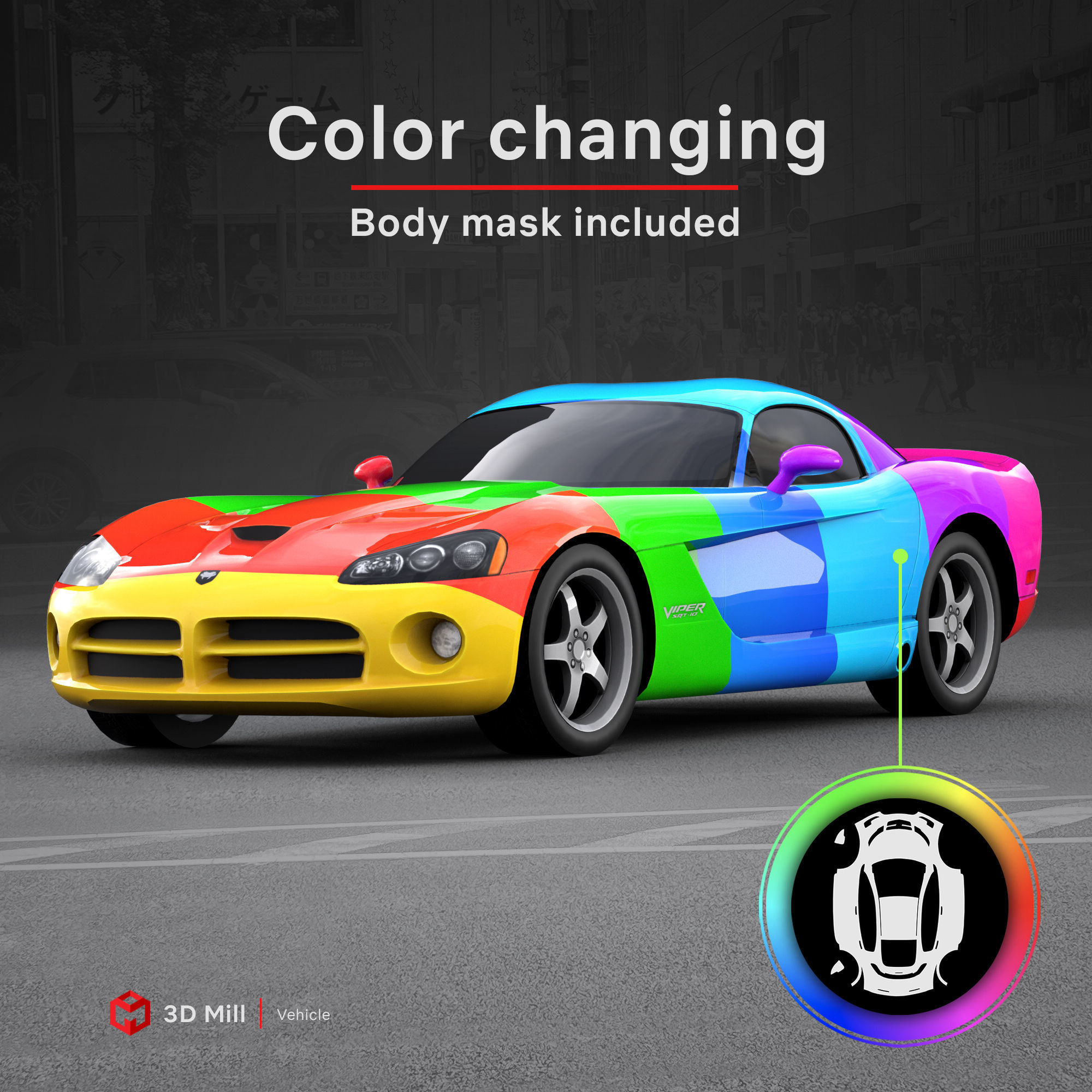 Dodge Viper SRT10 2010 Low-poly 3D model_3