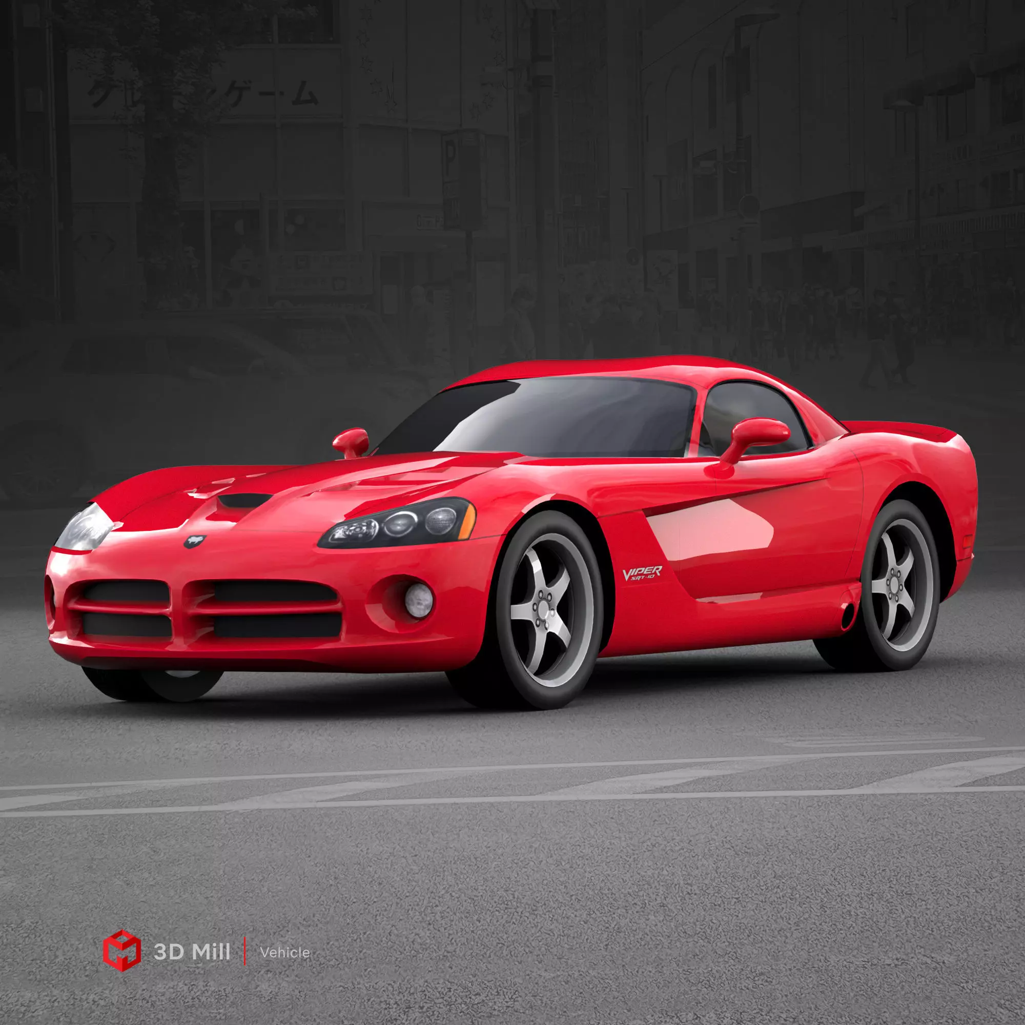 Dodge Viper SRT10 2010 Low-poly 3D model_0
