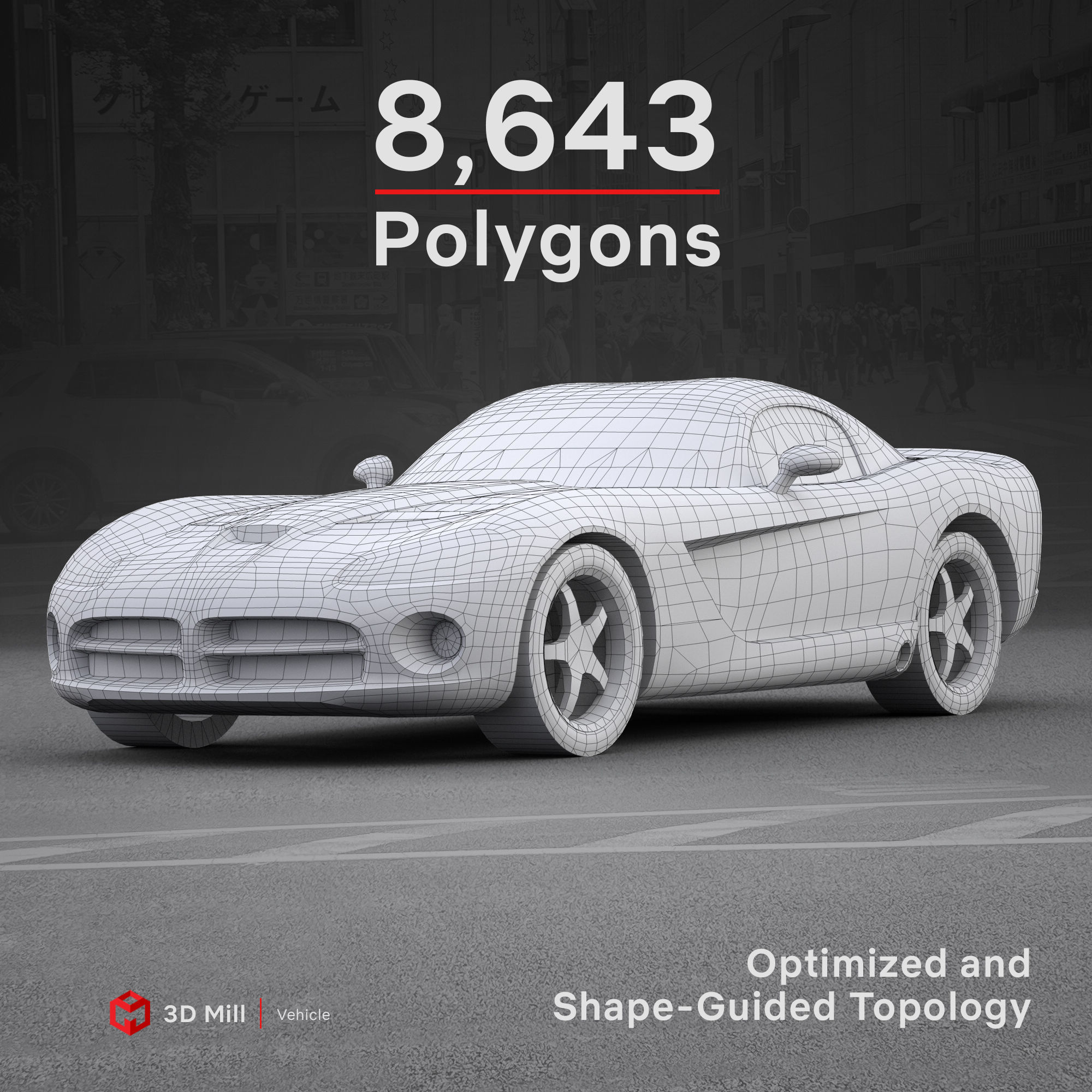 Dodge Viper SRT10 2010 Low-poly 3D model_2