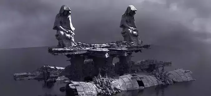 Sci-Fi Alien Spine City base 6 Kitbash 3D model