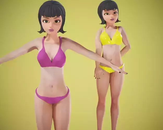 cartoon rigged  girl prity