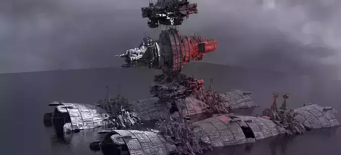 Sci-Fi Alien Spine City base 2 Kirbash 