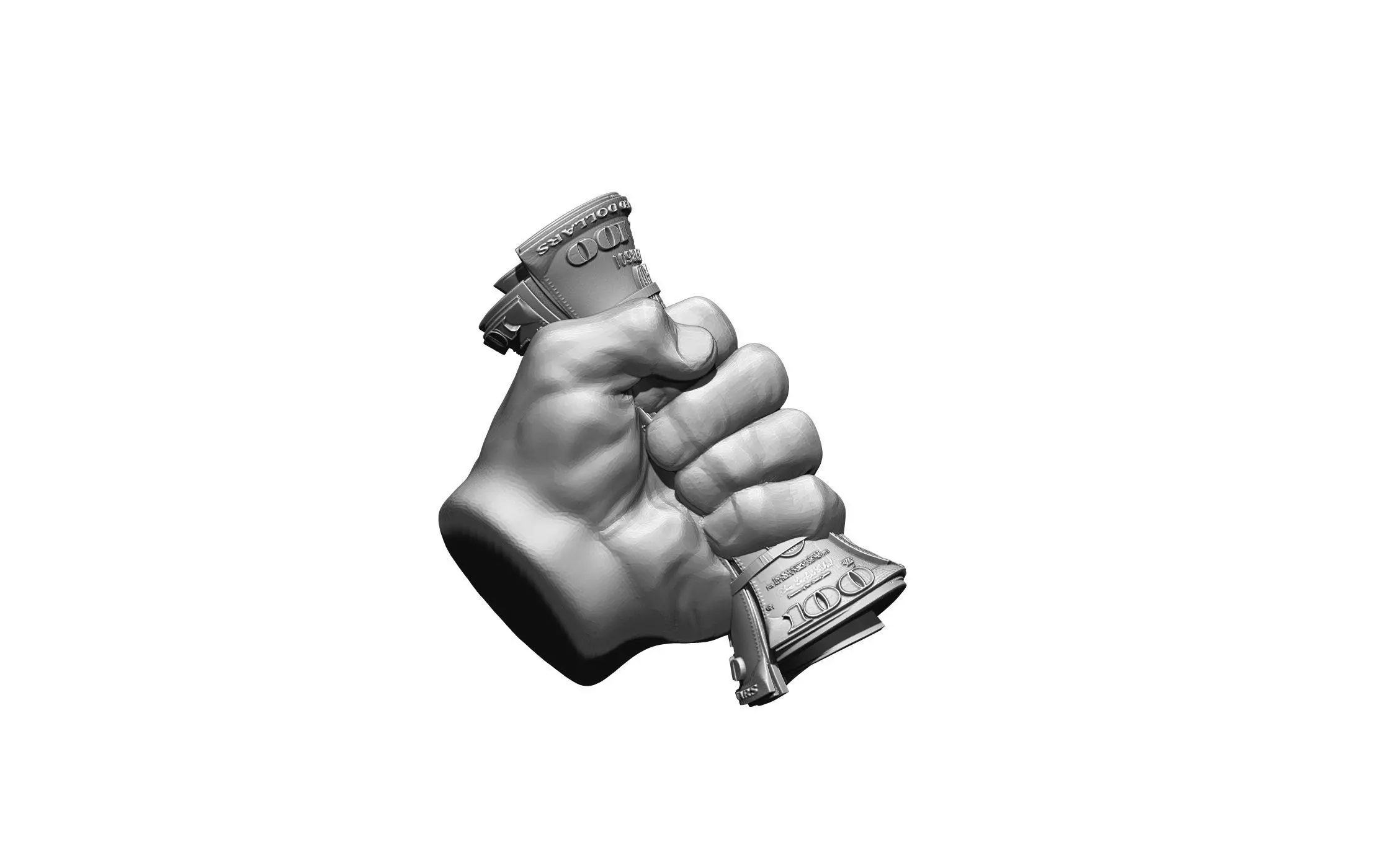 Millions thousands hundreds of dollars in hand fury fist man 3D print model_0