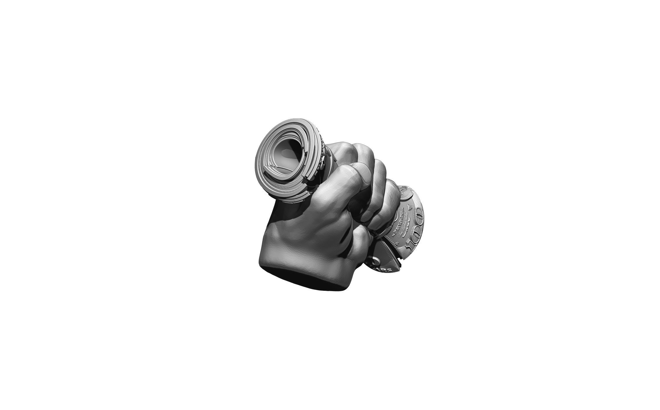Millions thousands hundreds of dollars in hand fury fist man 3D print model_3