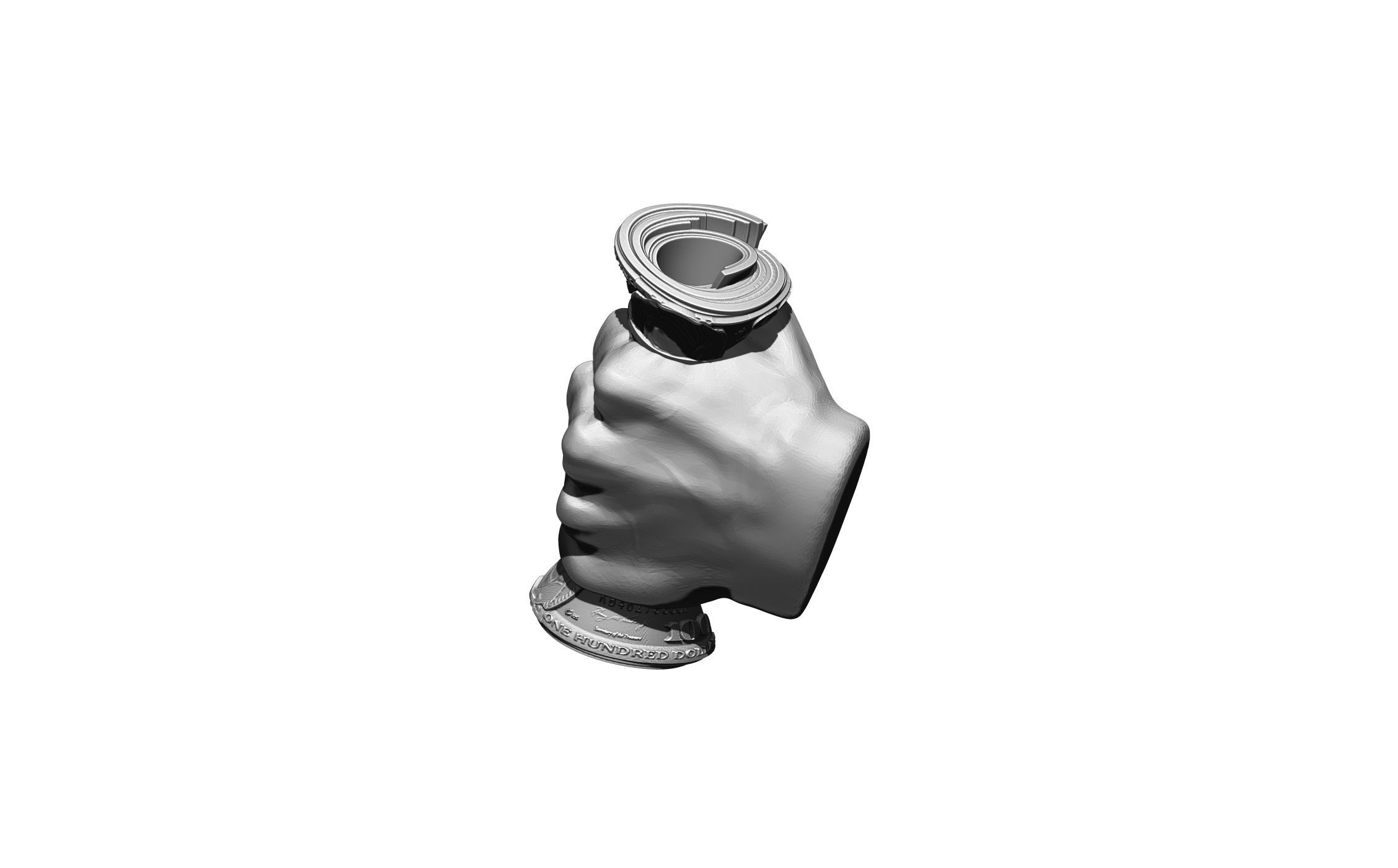 Millions thousands hundreds of dollars in hand fury fist man 3D print model_2