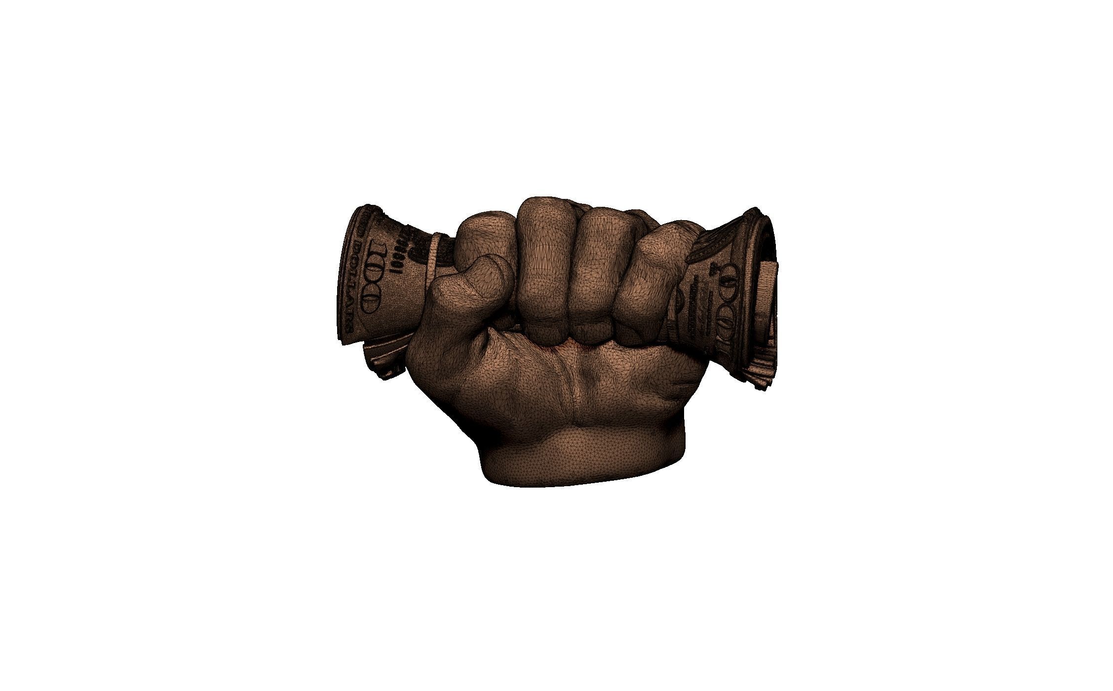 Millions thousands hundreds of dollars in hand fury fist man 3D print model_5