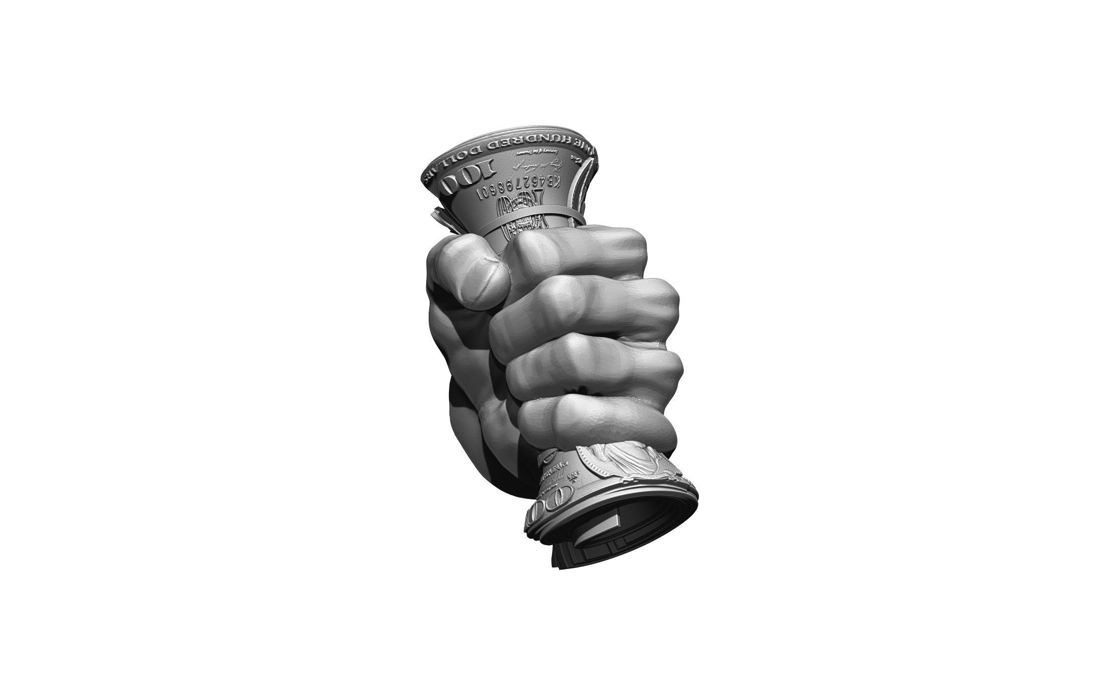 Millions thousands hundreds of dollars in hand fury fist man 3D print model_1