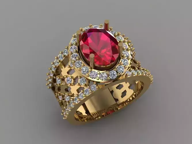 Ruby Oval With daimond Print File 3D print model 