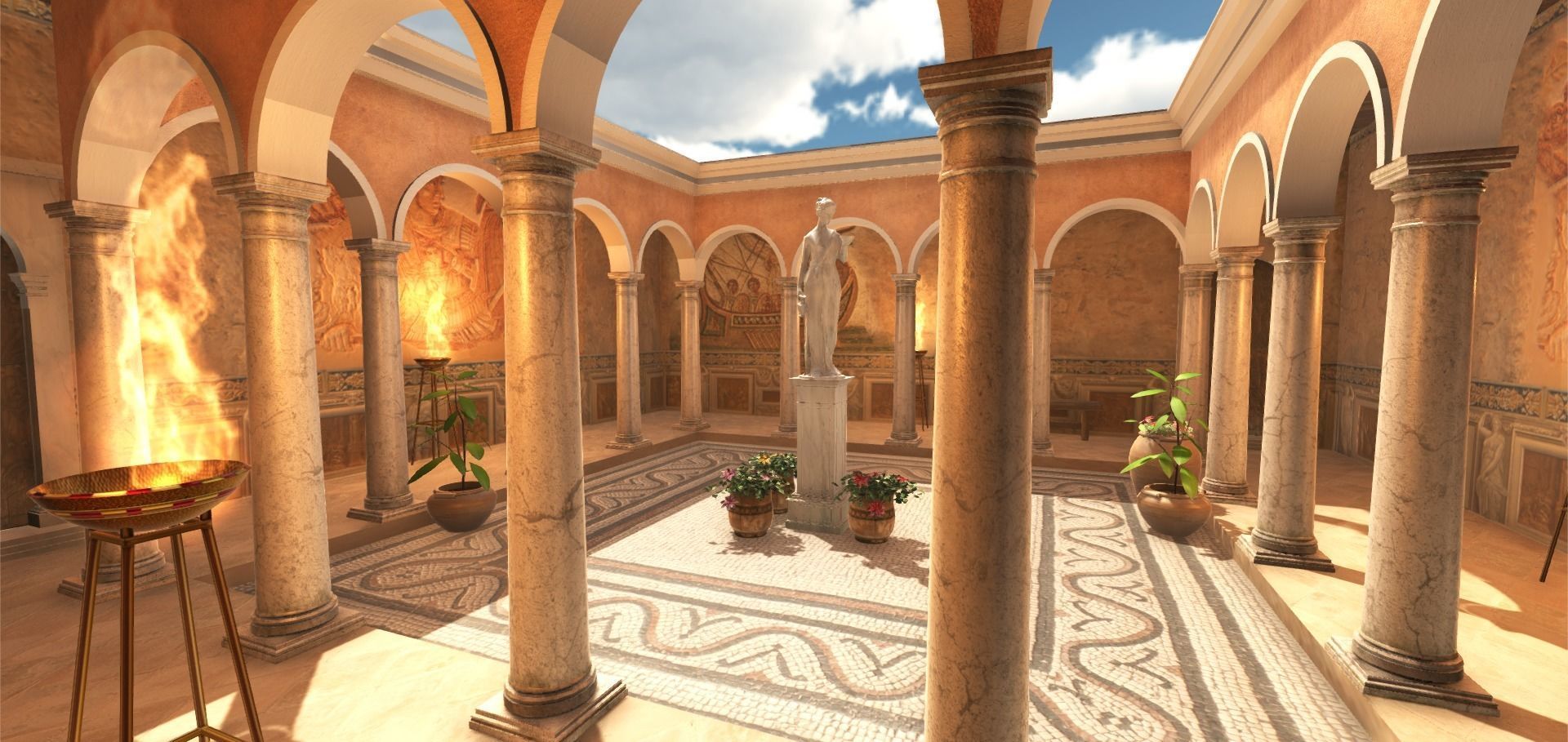 Roman Patio Low-poly 3D model_2