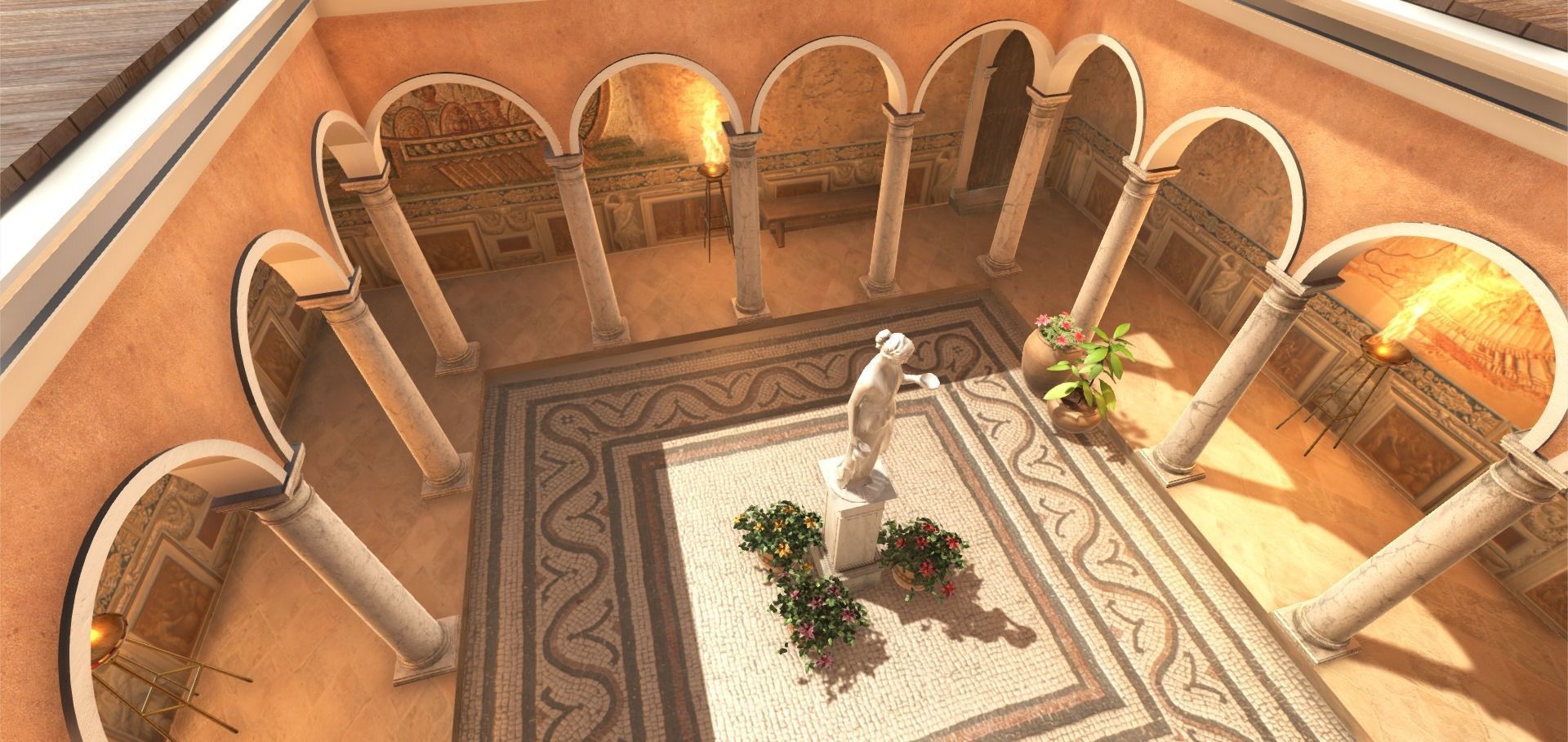 Roman Patio Low-poly 3D model_9