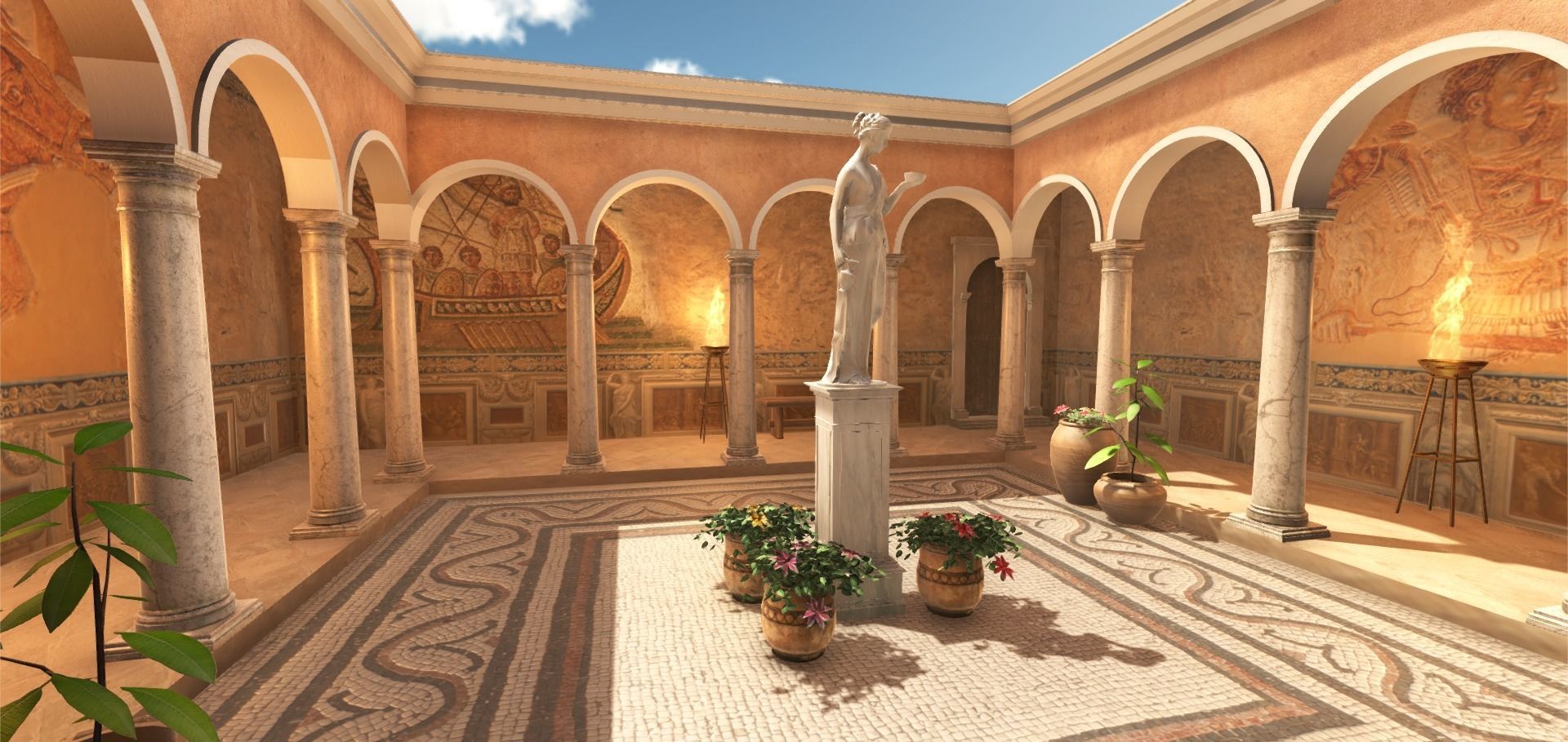 Roman Patio Low-poly 3D model_3