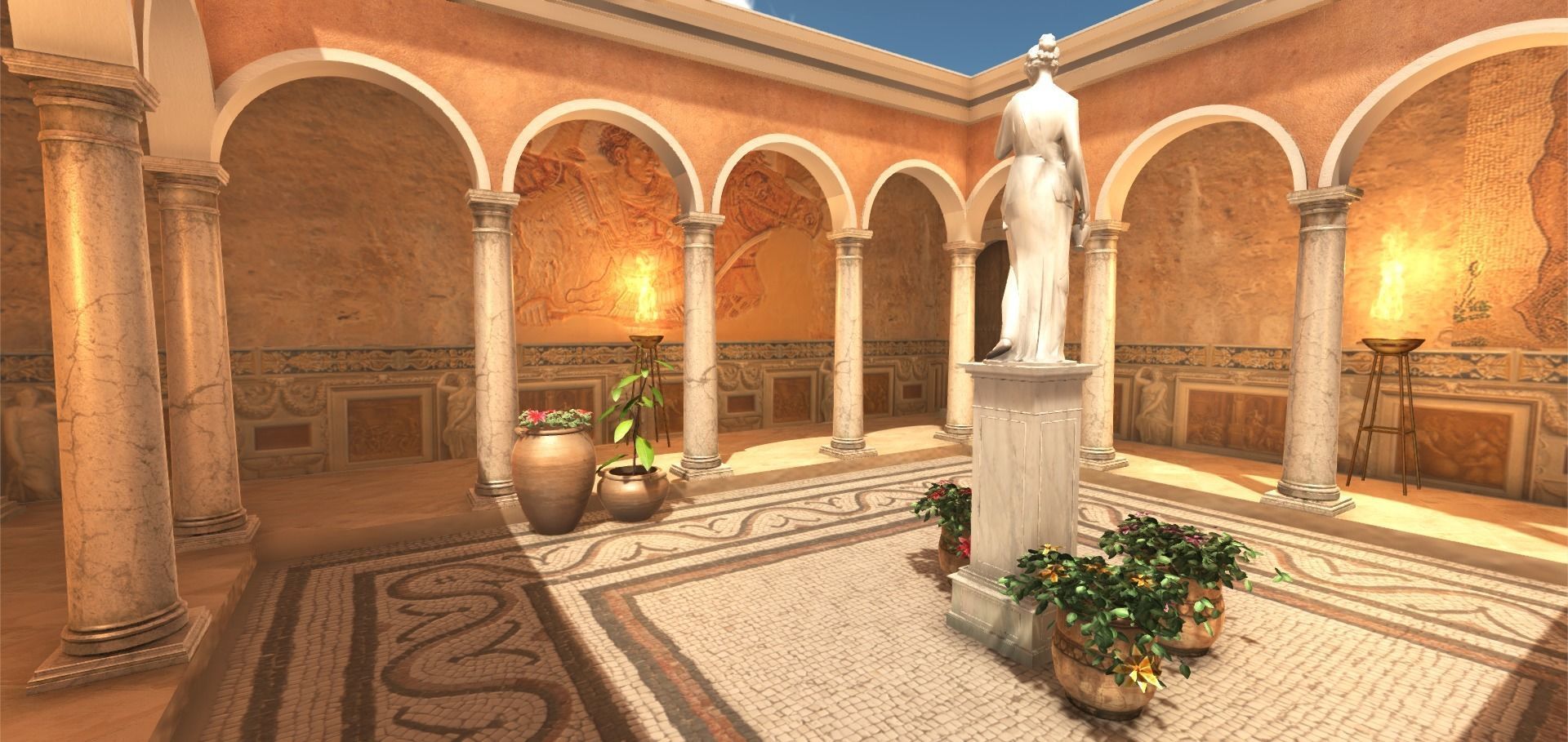 Roman Patio Low-poly 3D model_6
