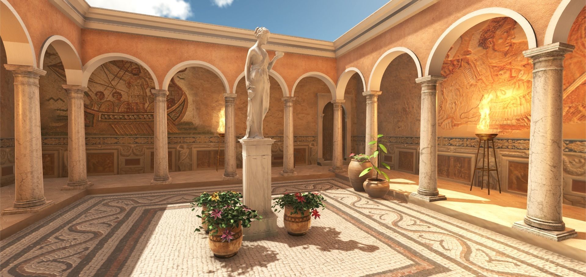 Roman Patio Low-poly 3D model_1