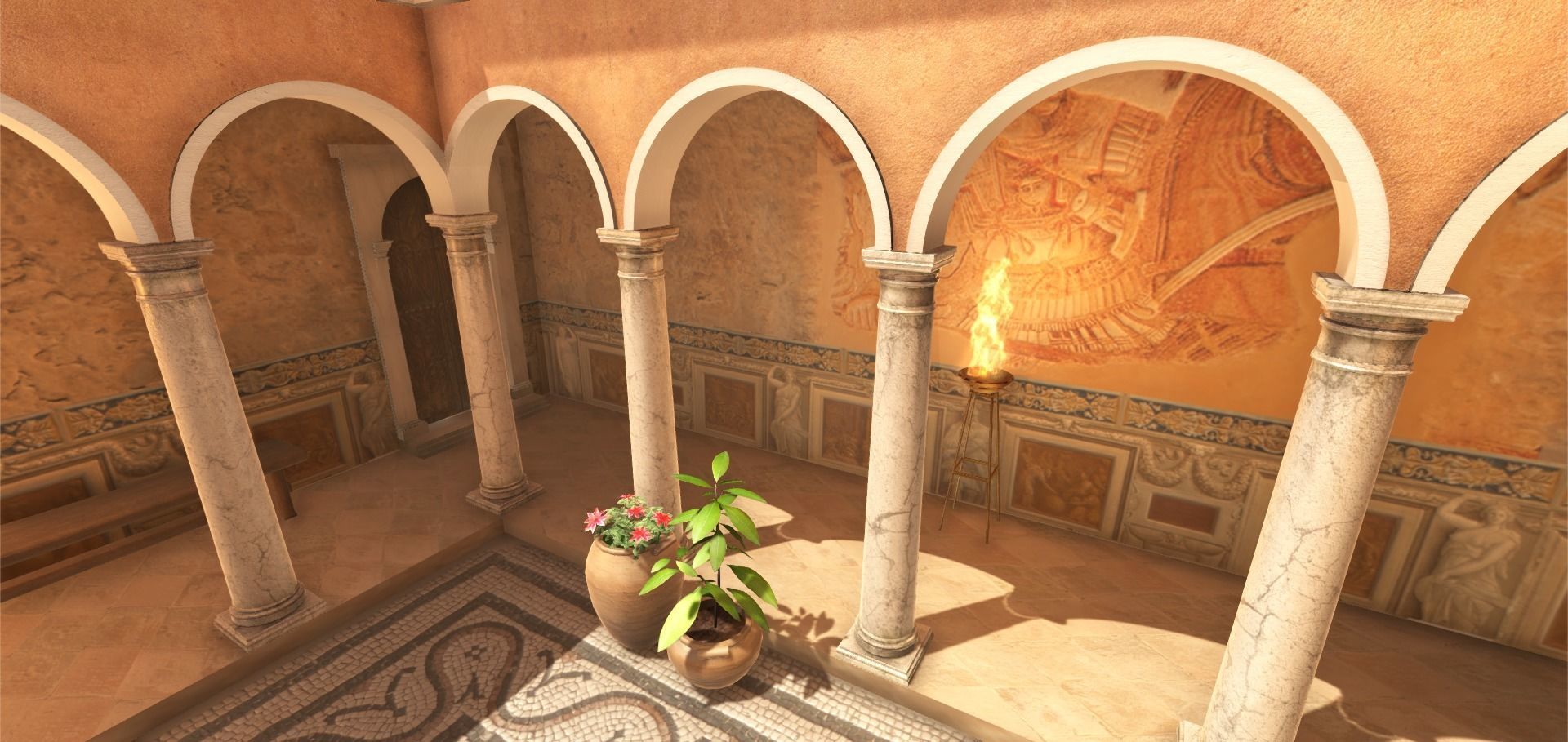Roman Patio Low-poly 3D model_4