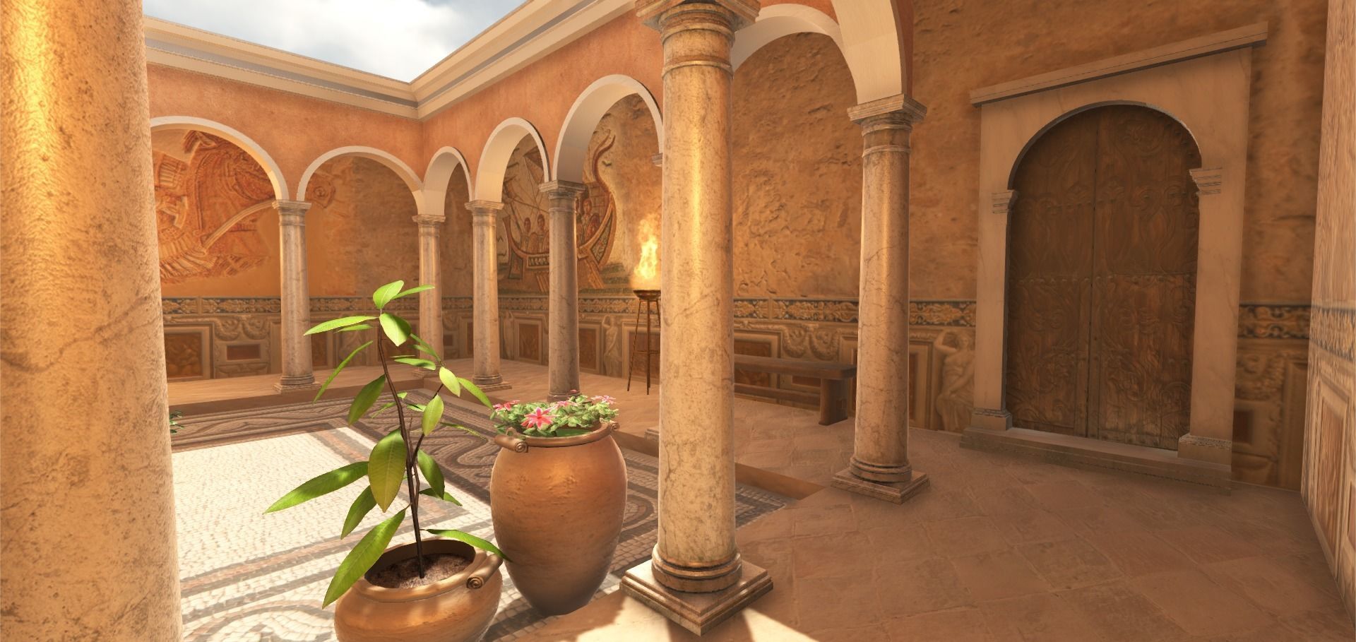 Roman Patio Low-poly 3D model_5