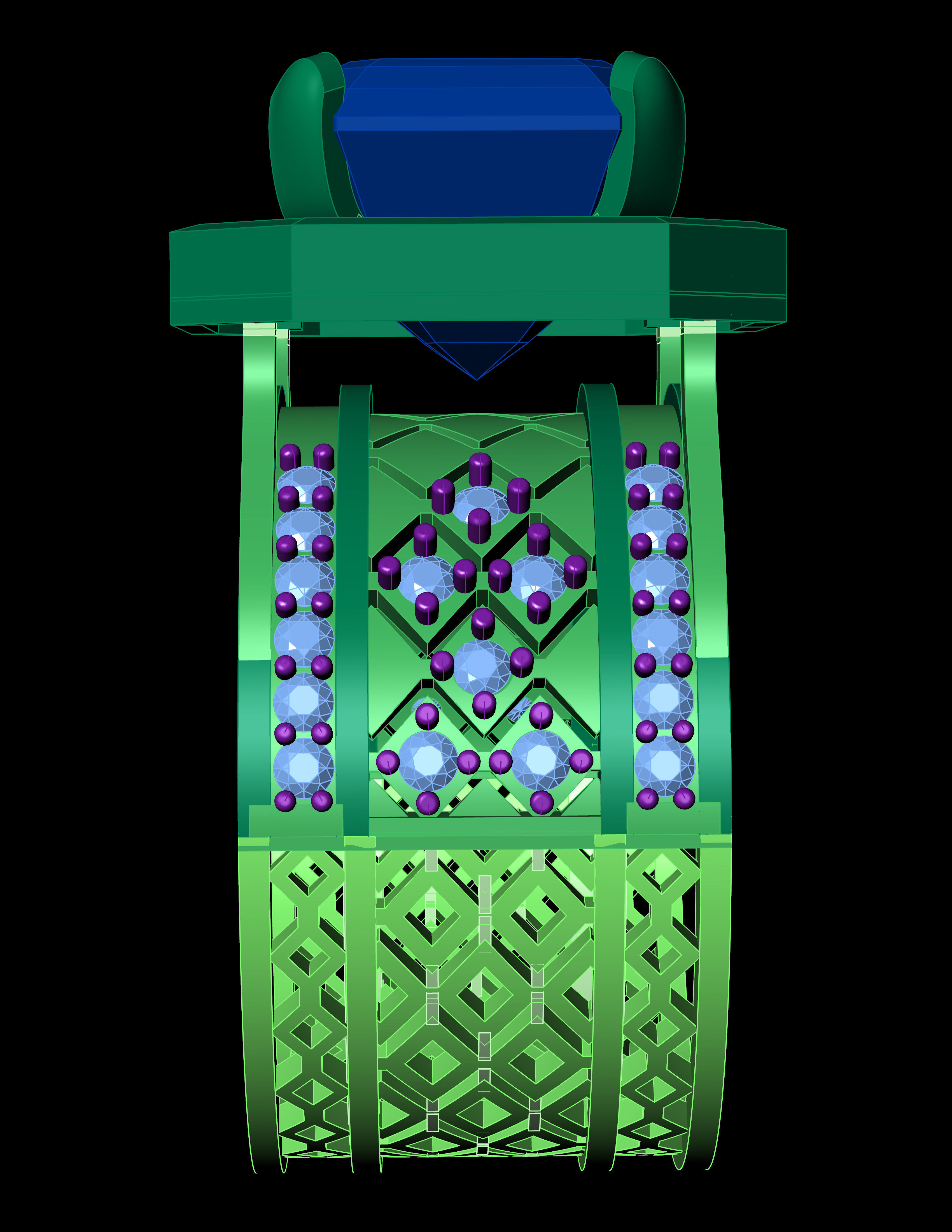 Sphear Bule Emerald Square with daimonds File 3D print model 3D print model_7