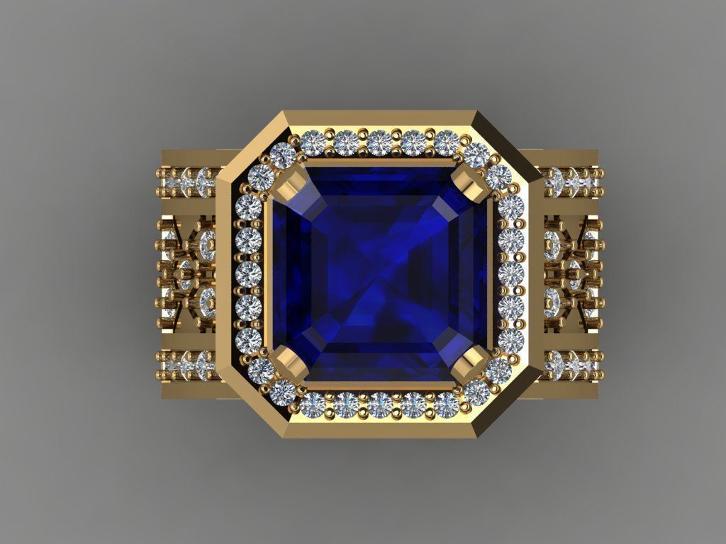 Sphear Bule Emerald Square with daimonds File 3D print model 3D print model_1