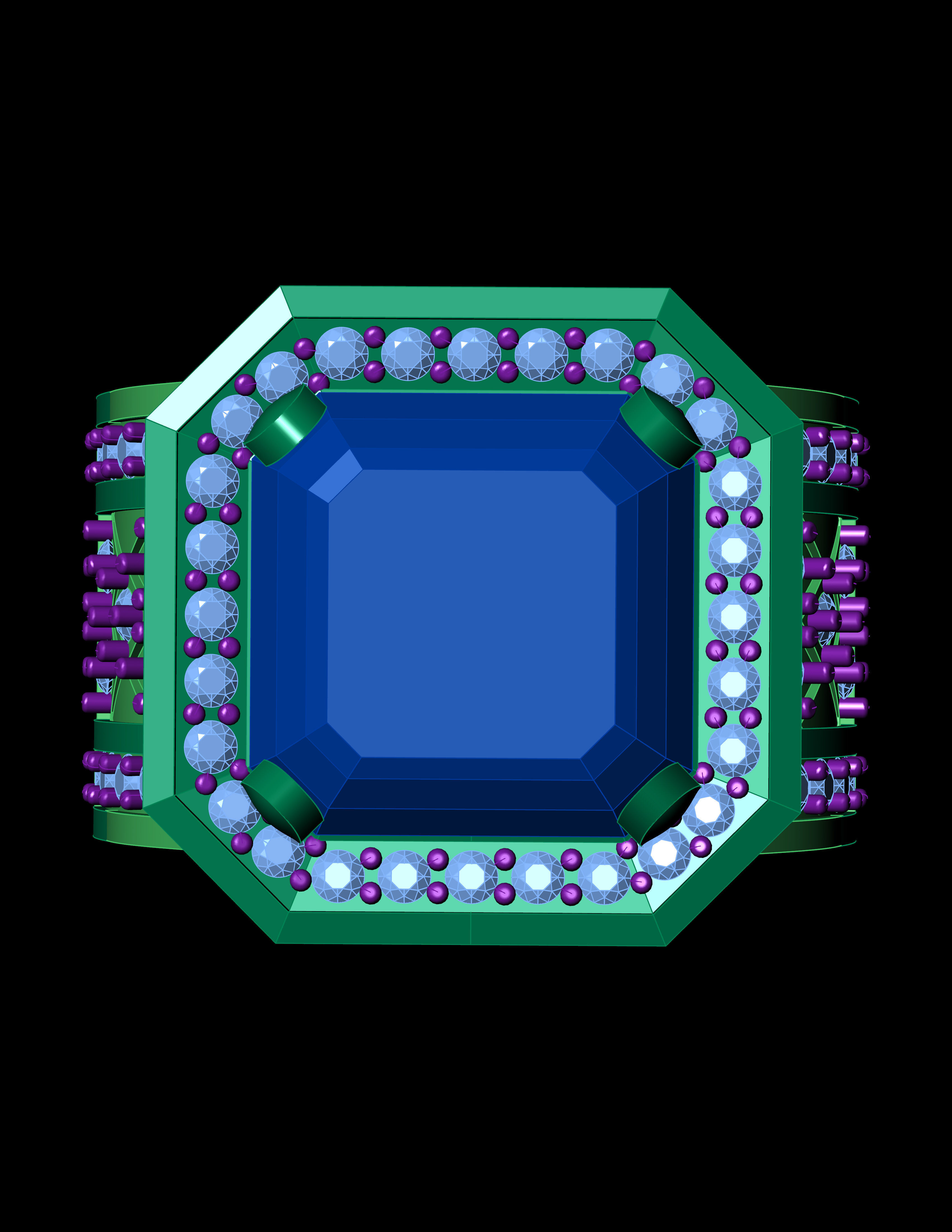 Sphear Bule Emerald Square with daimonds File 3D print model 3D print model_5