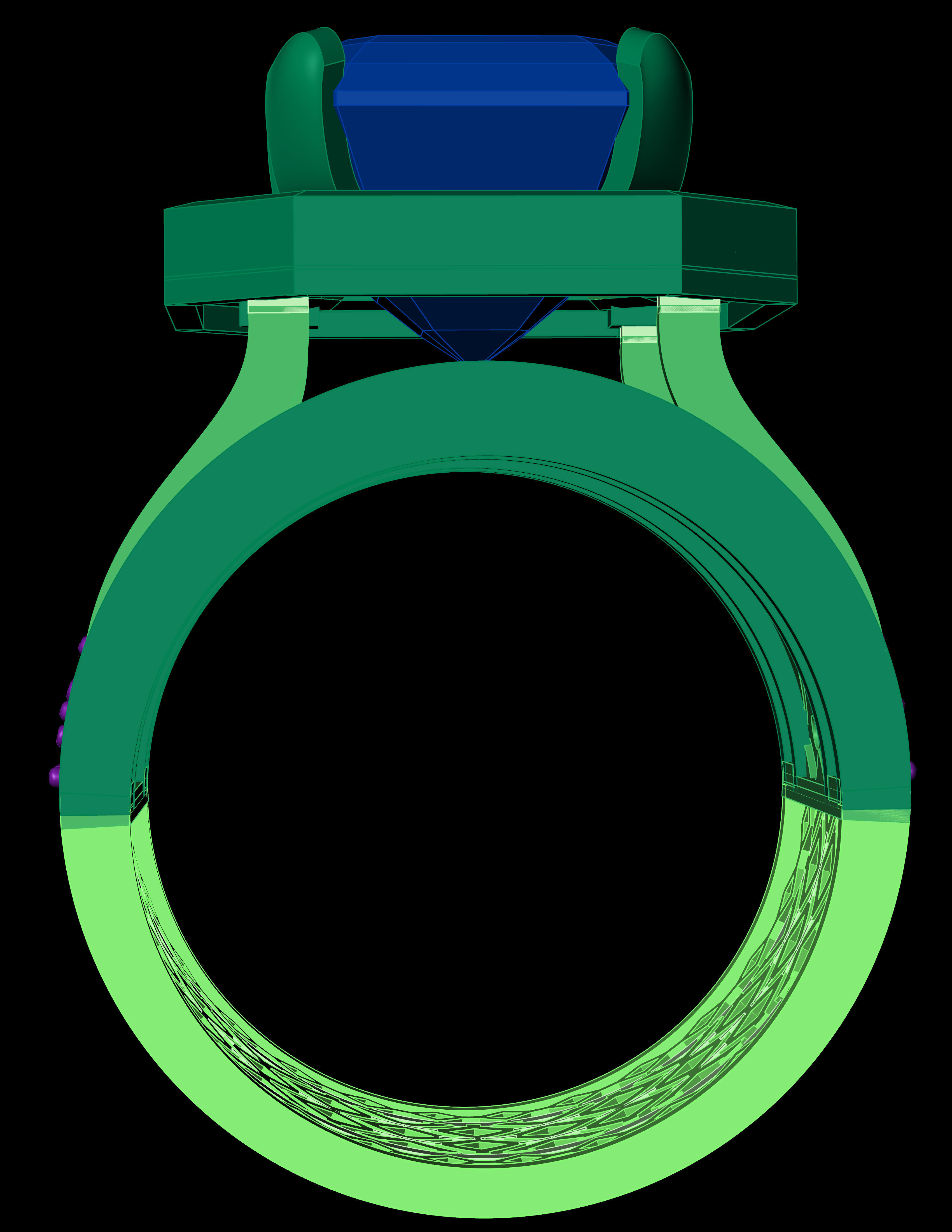 Sphear Bule Emerald Square with daimonds File 3D print model 3D print model_6