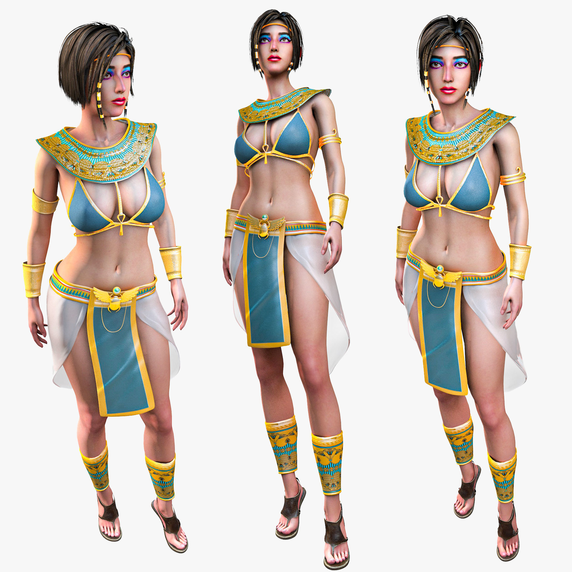 Egyptian Female Girl Character Farah 3D model_3