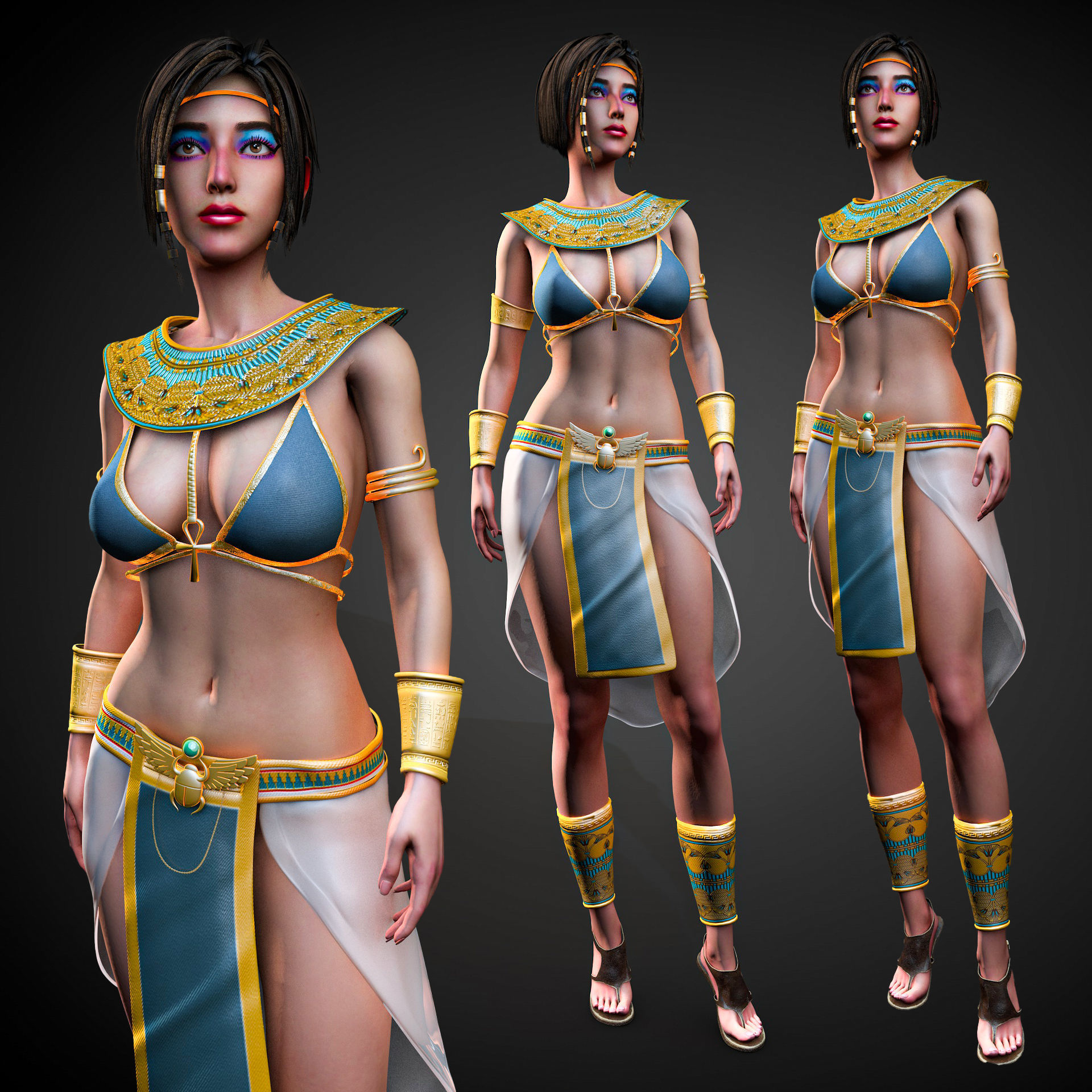 Egyptian Female Girl Character Farah 3D model_1