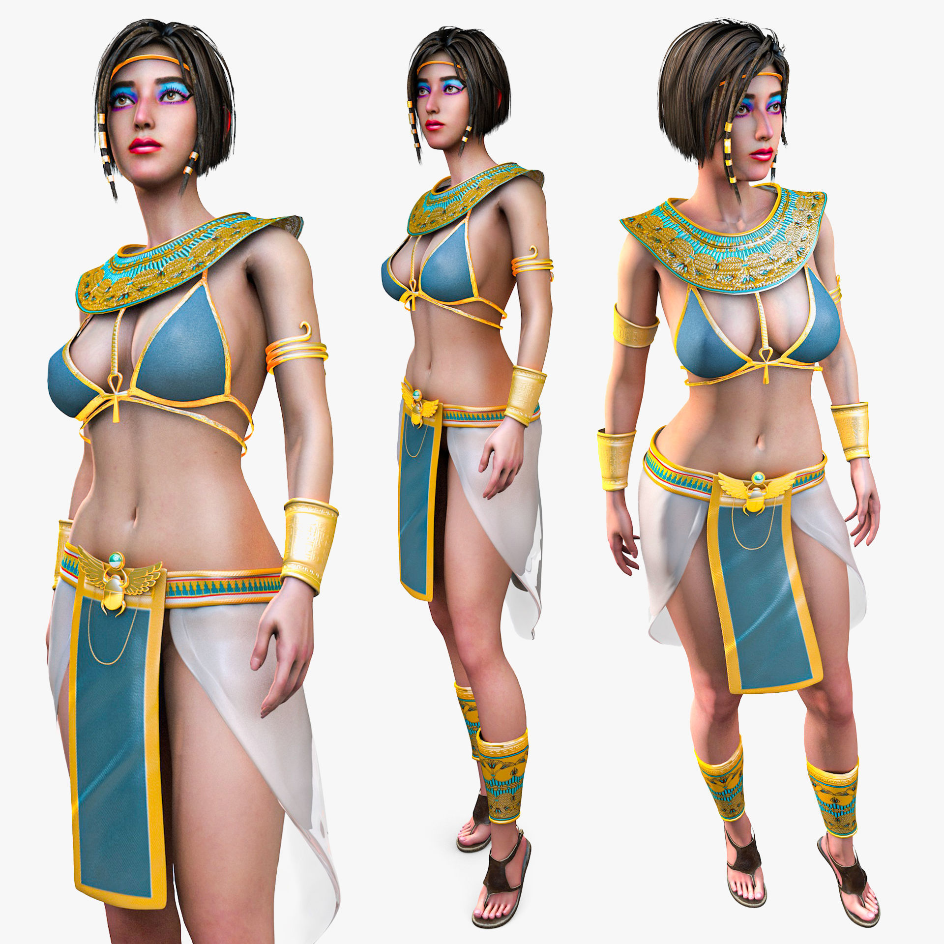 Egyptian Female Girl Character Farah 3D model_2