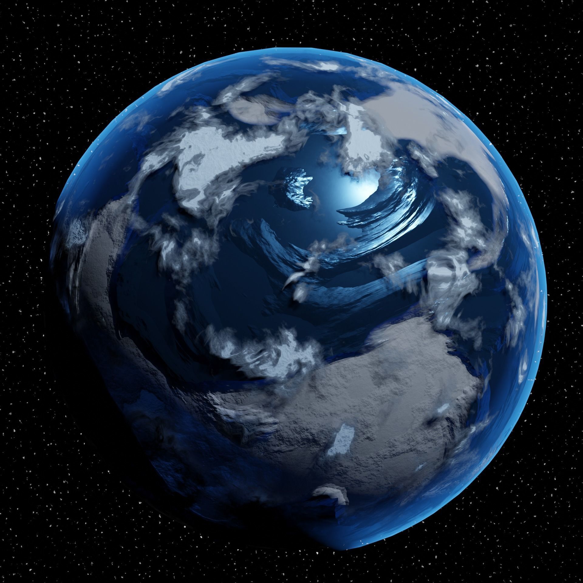 Planet Z fiery in space Low-poly 3D model_12