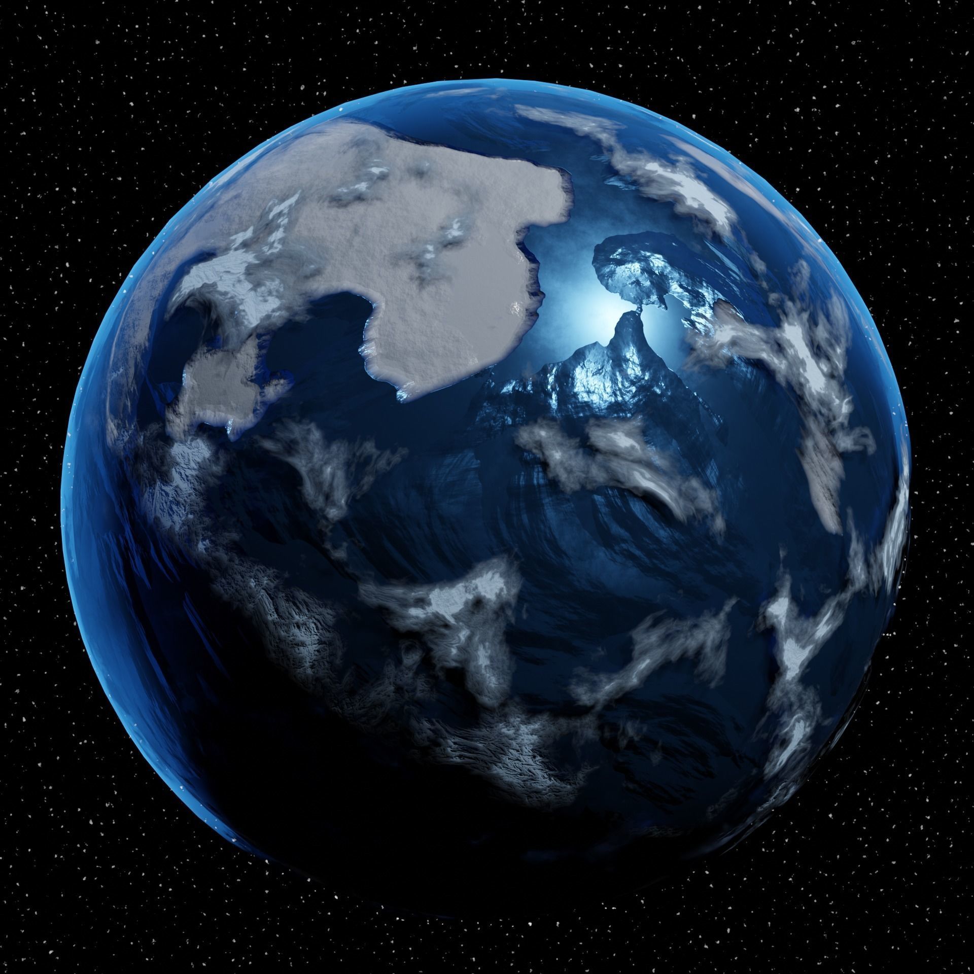 Planet Z fiery in space Low-poly 3D model_14