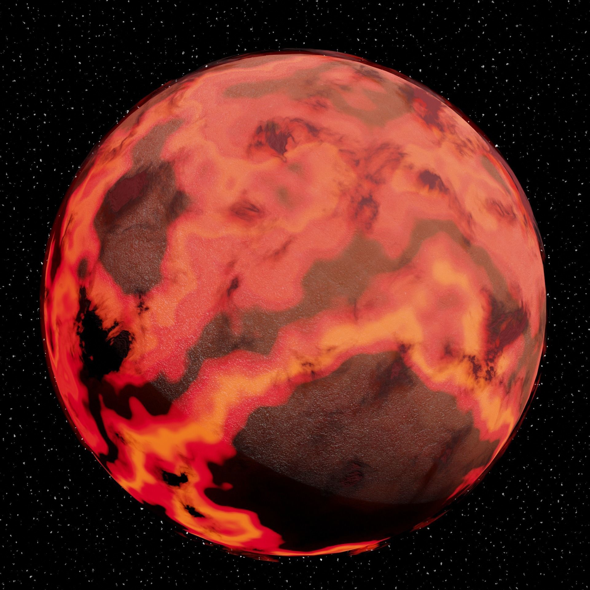 Planet Z fiery in space Low-poly 3D model_7