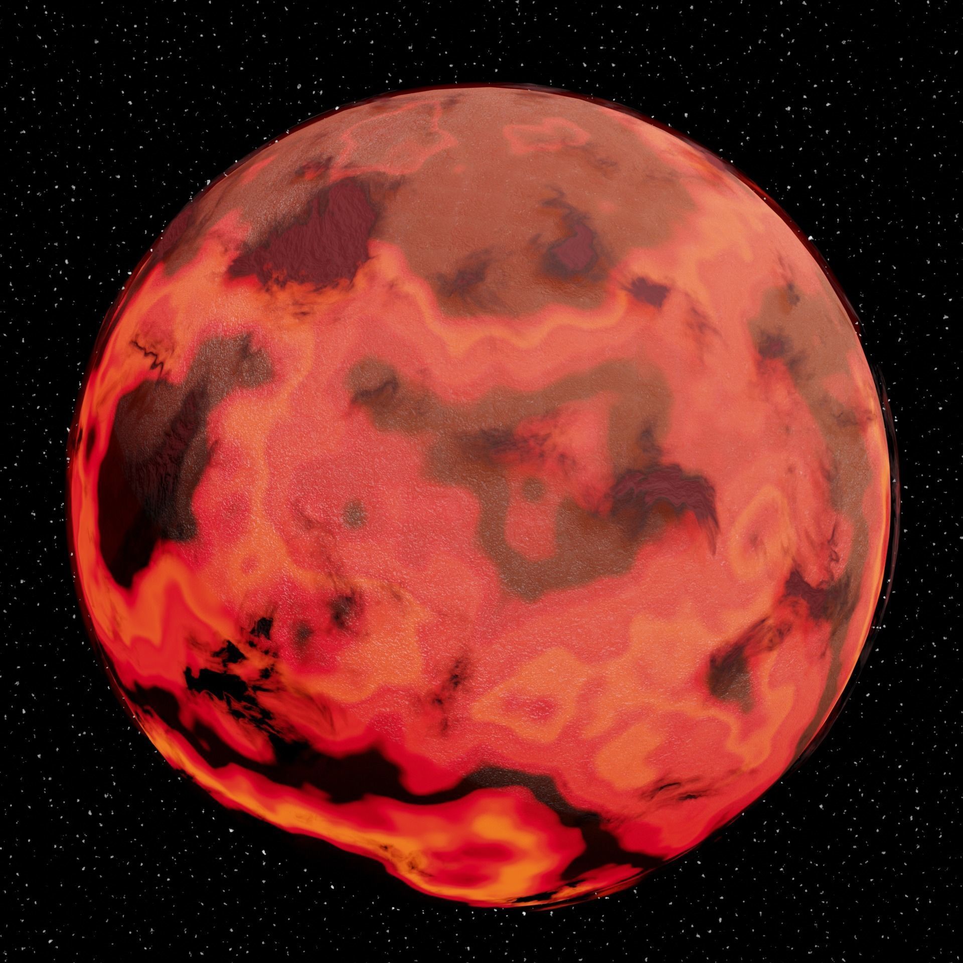Planet Z fiery in space Low-poly 3D model_6