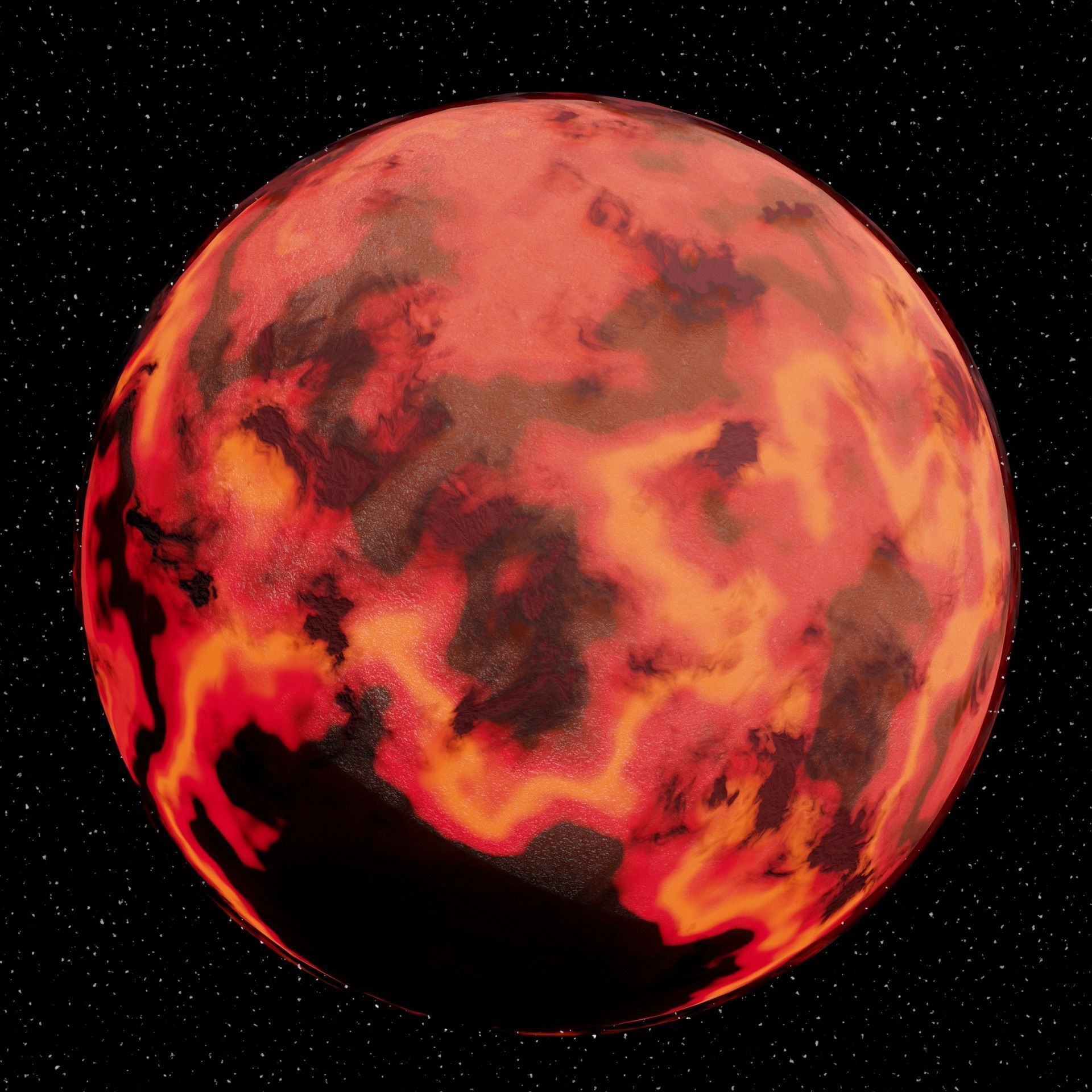 Planet Z fiery in space Low-poly 3D model_4