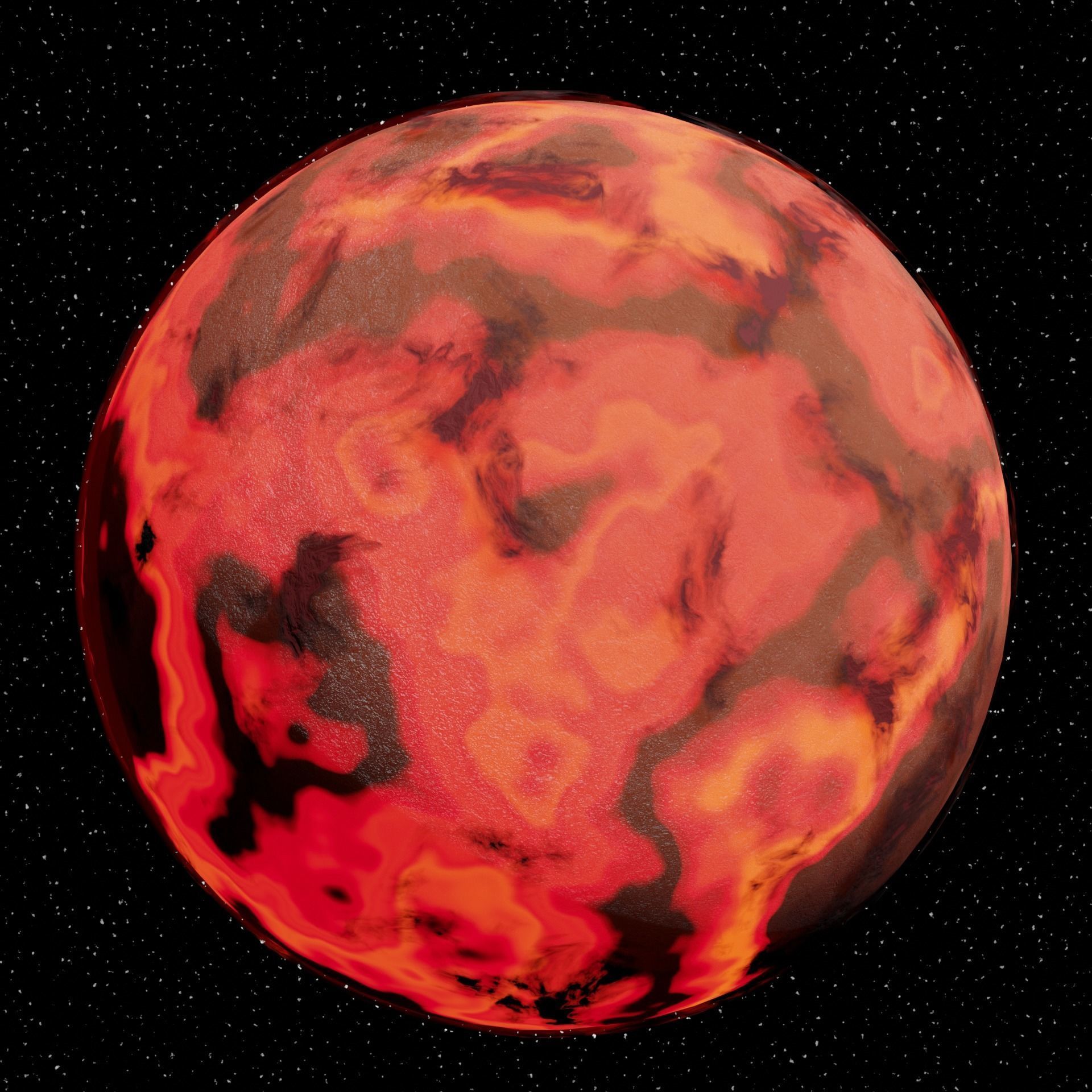 Planet Z fiery in space Low-poly 3D model_5