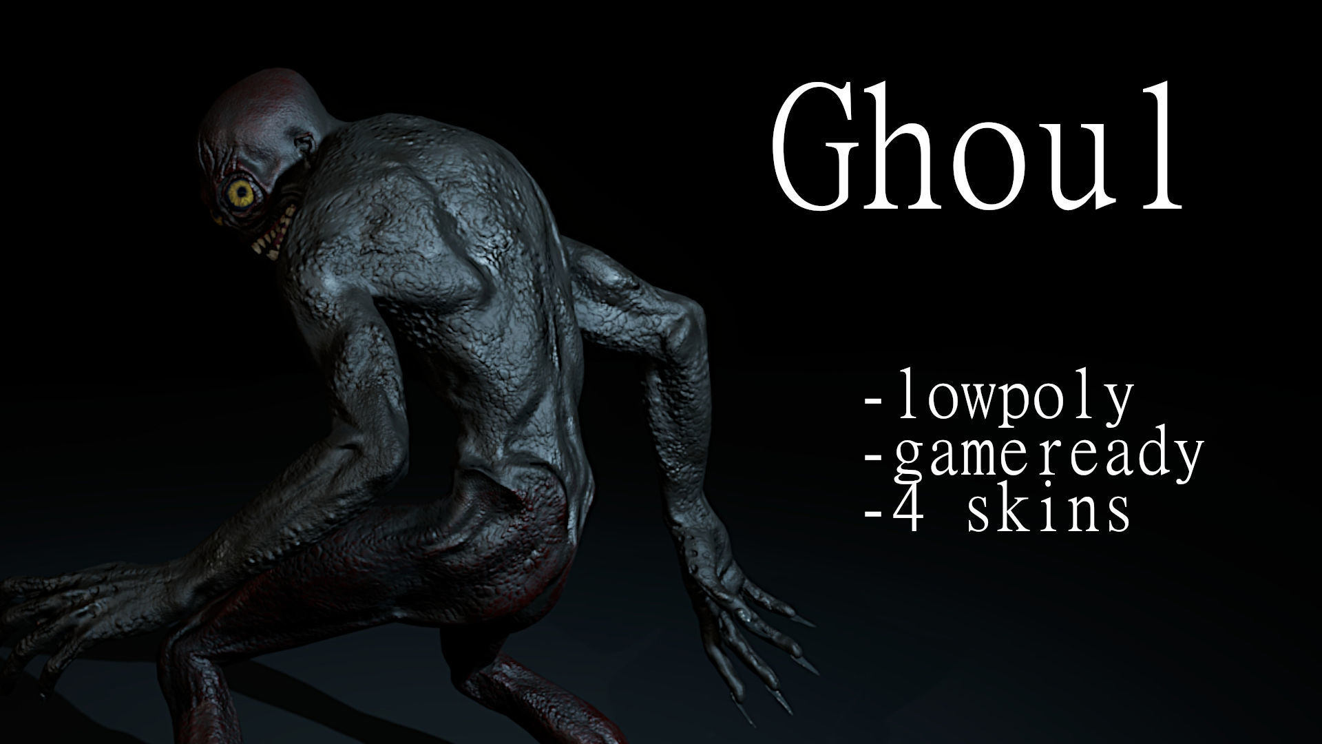 Ghoul creature rigged for Unreal and Unity with 4 texture sets Low-poly 3D model_2