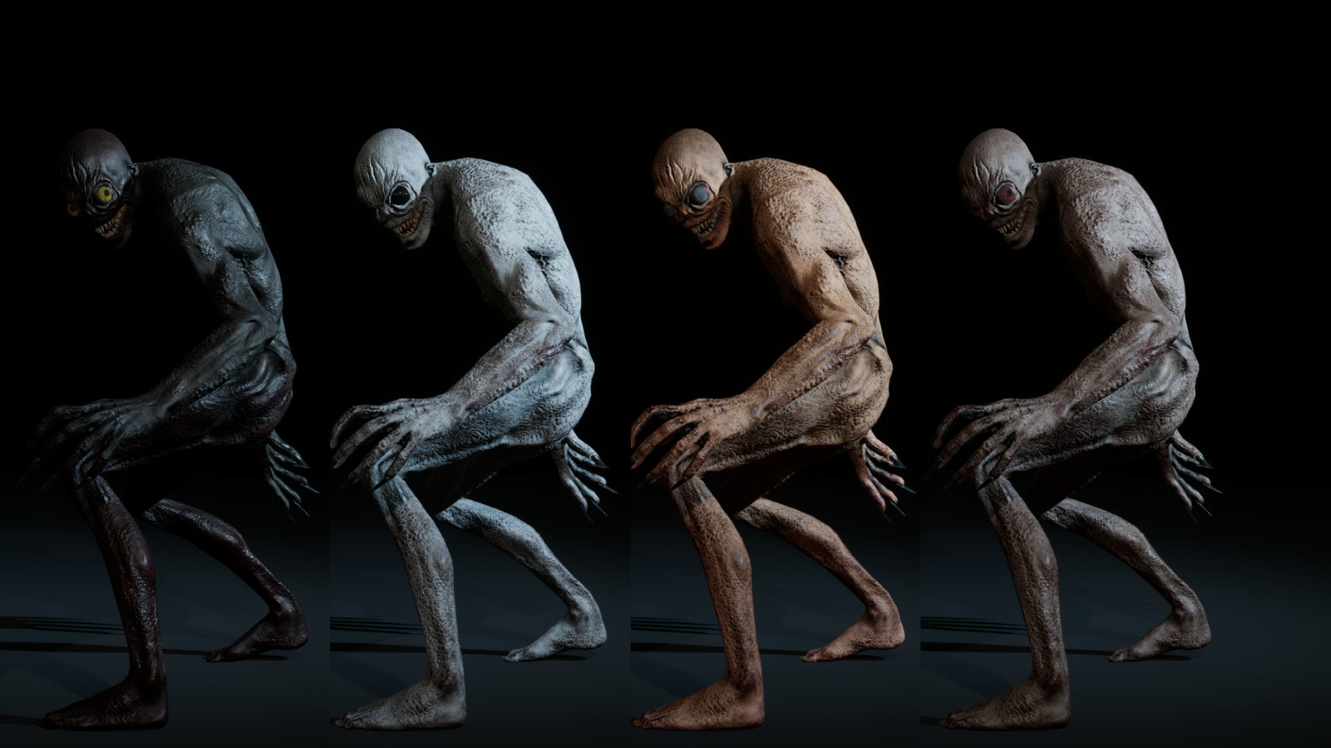Ghoul creature rigged for Unreal and Unity with 4 texture sets Low-poly 3D model_4