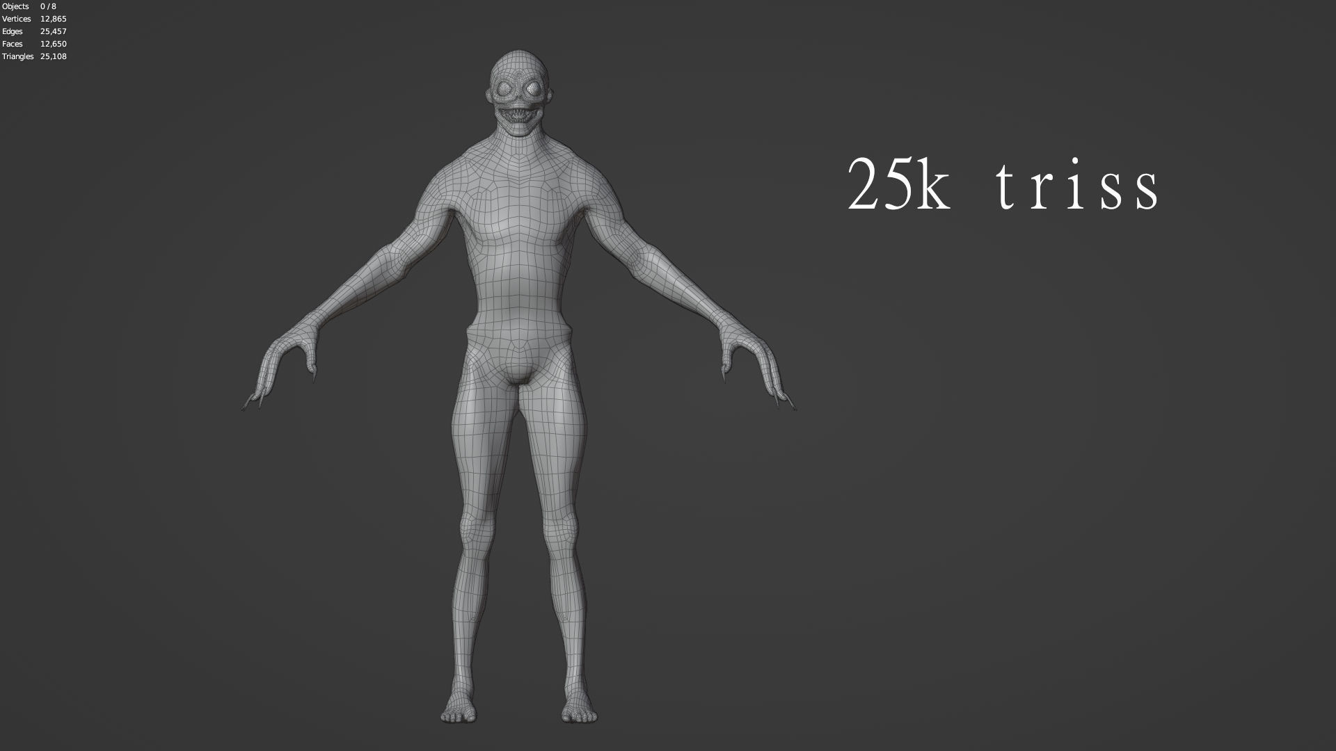 Ghoul creature rigged for Unreal and Unity with 4 texture sets Low-poly 3D model_14