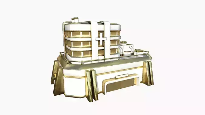 SciFi Hospital A11 Gold - Sci Fi Exterior Design Low-poly 3D model