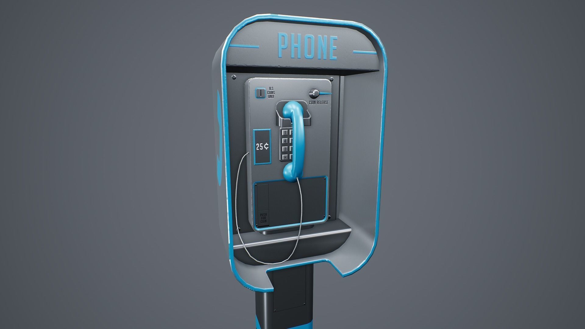 Stylized Phone Booth Low-poly 3D model_1