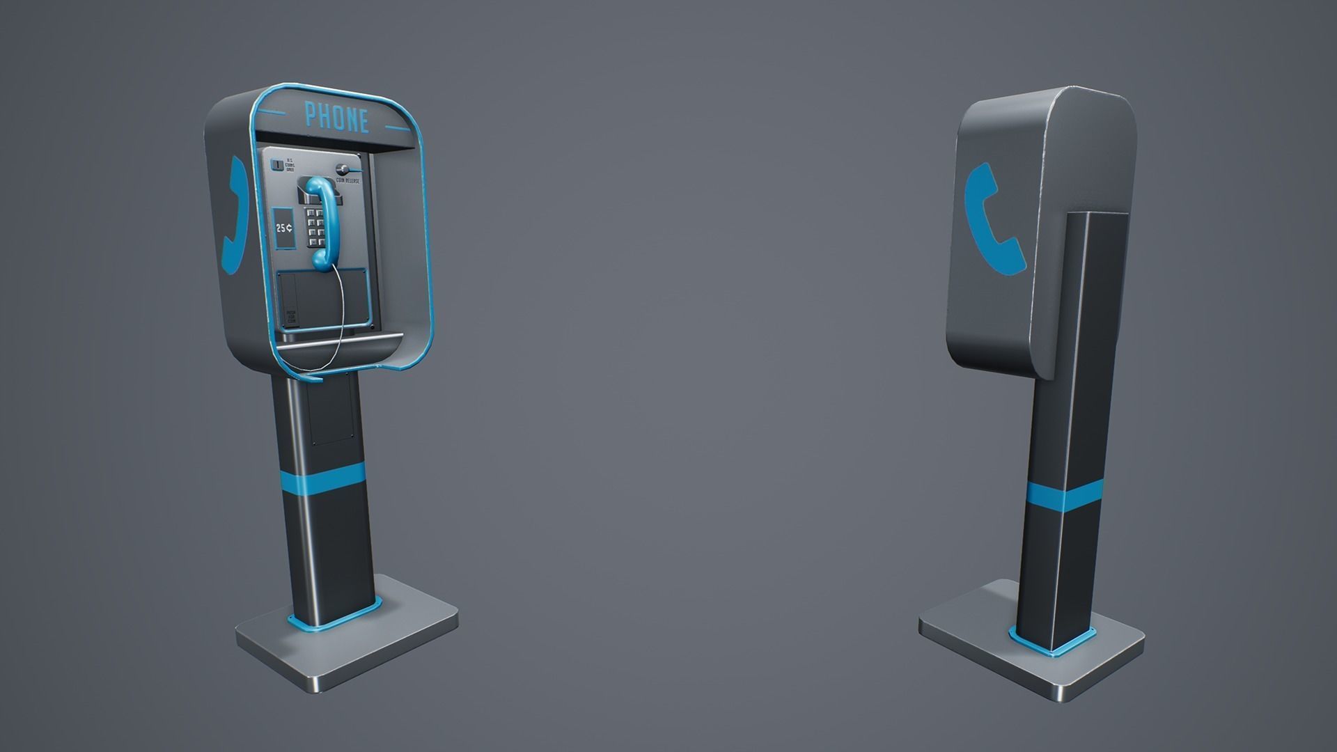 Stylized Phone Booth Low-poly 3D model_3