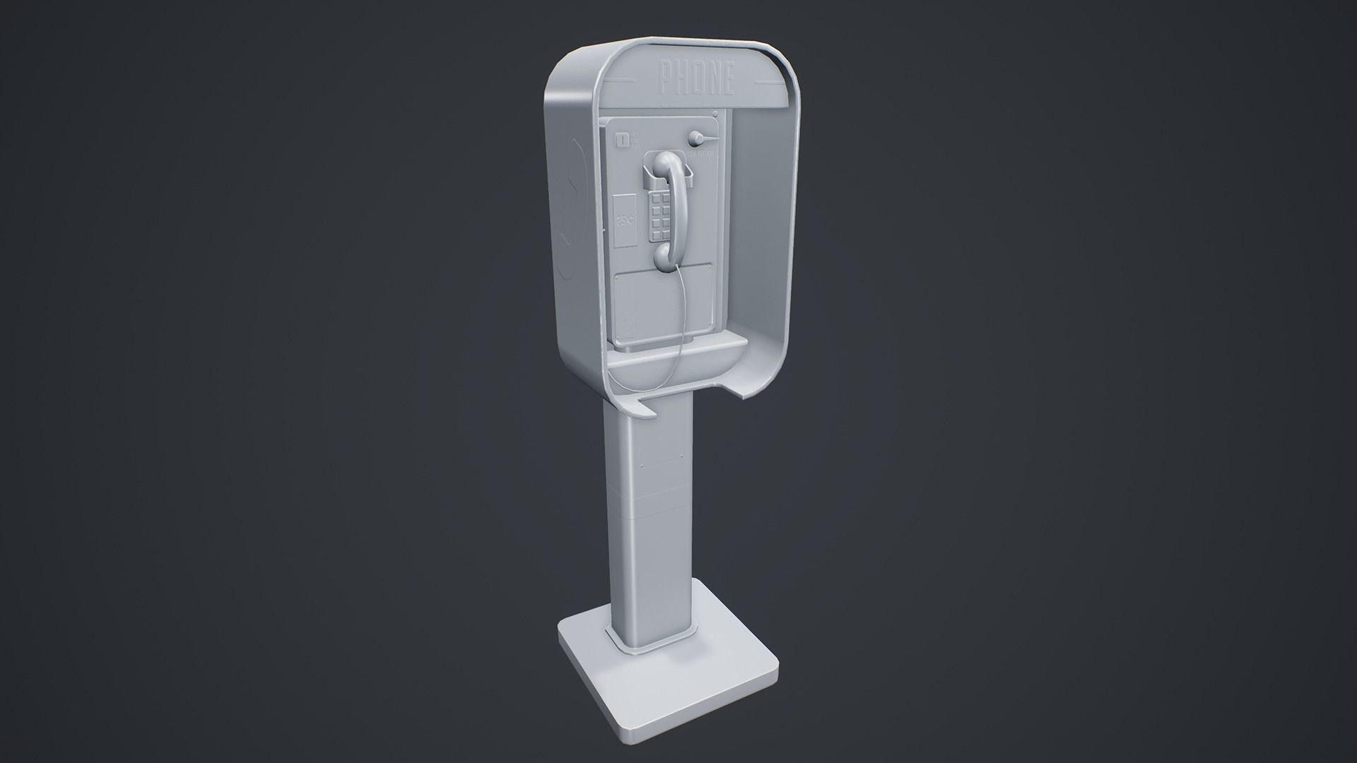 Stylized Phone Booth Low-poly 3D model_5