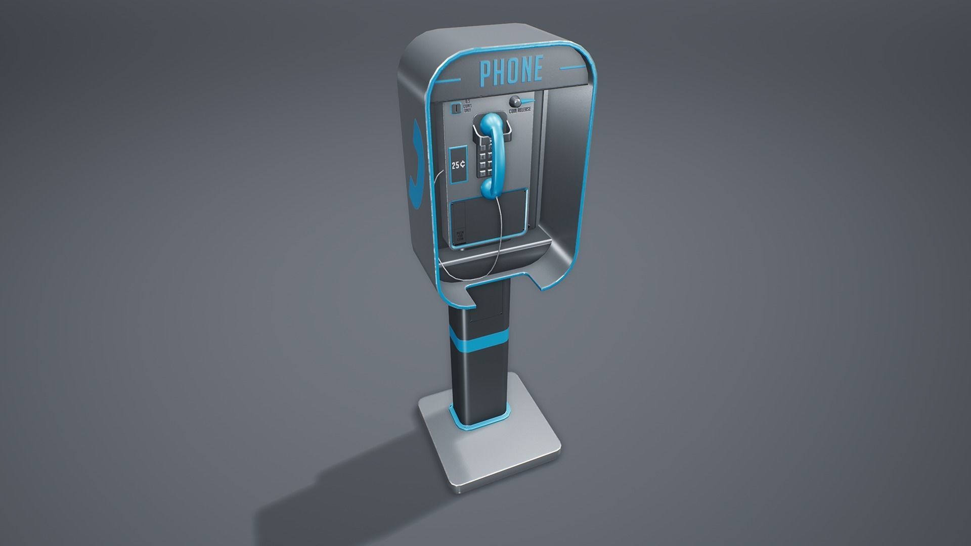 Stylized Phone Booth Low-poly 3D model_6