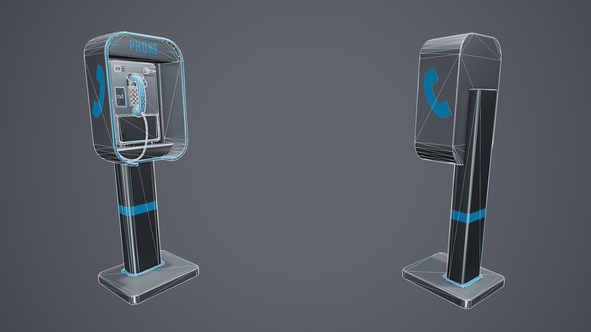 Stylized Phone Booth Low-poly 3D model_4