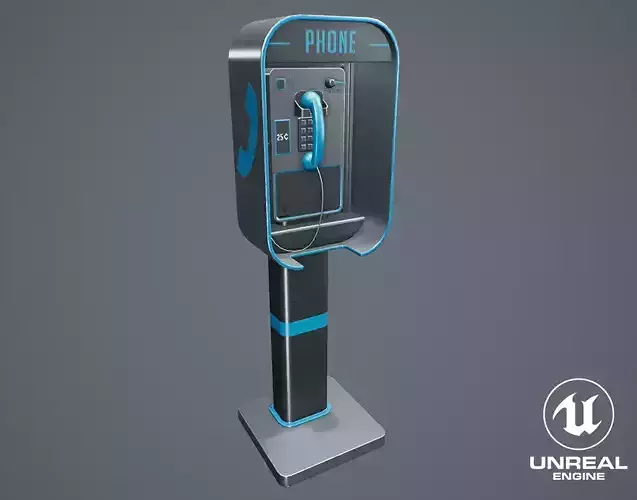 Stylized Phone Booth Low-poly 3D model
