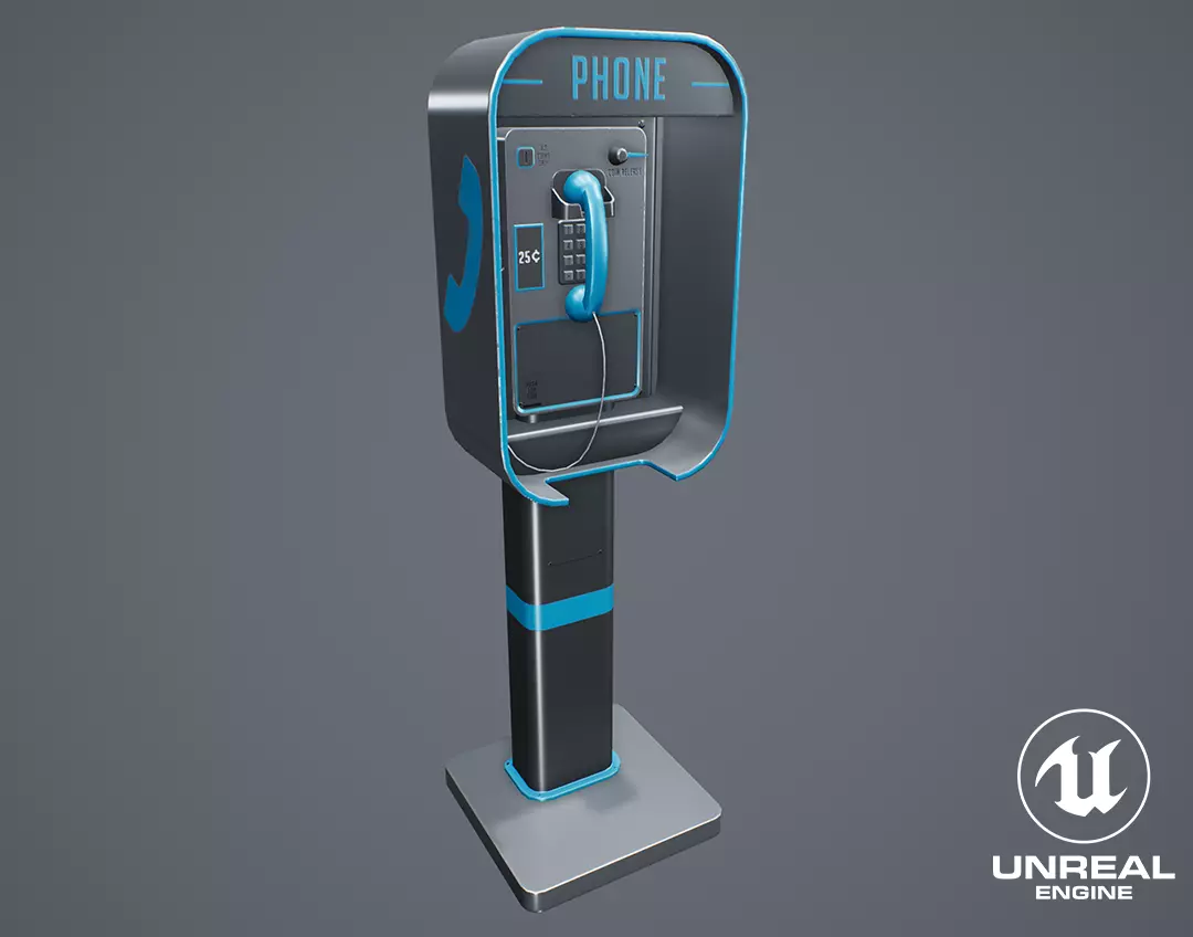 Stylized Phone Booth Low-poly 3D model_0