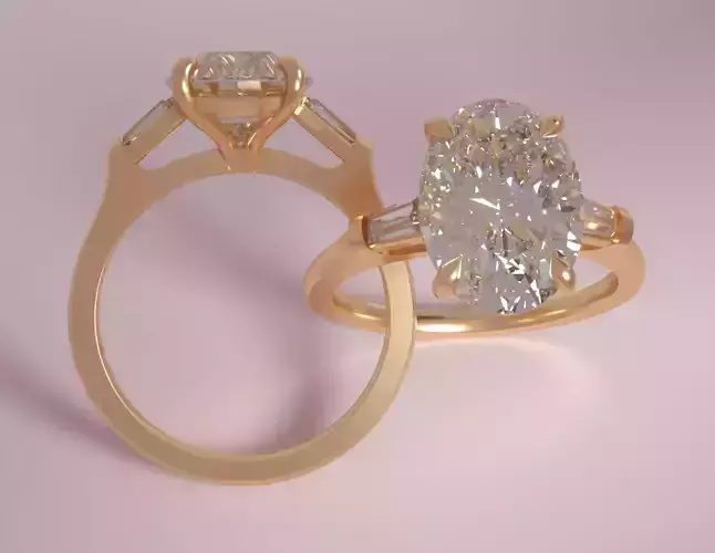 Oval and Baguette Three Stone size 4 - 8