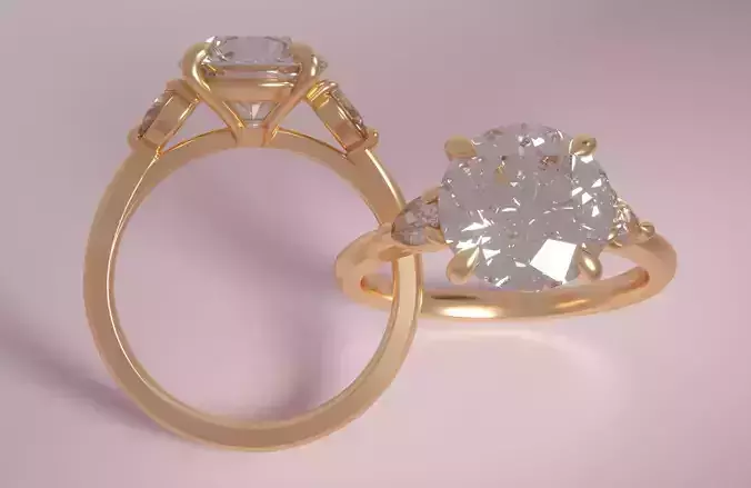 ROUND and Pear Three Stone sizes 4 - 8