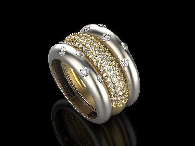 fashion Ring  Silver Gold  Silver Gold  Print 3D print model