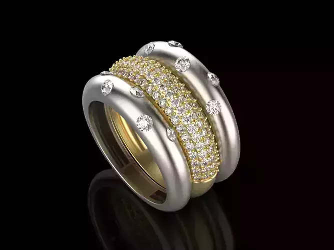 fashion Ring  Silver Gold  Silver Gold  Print