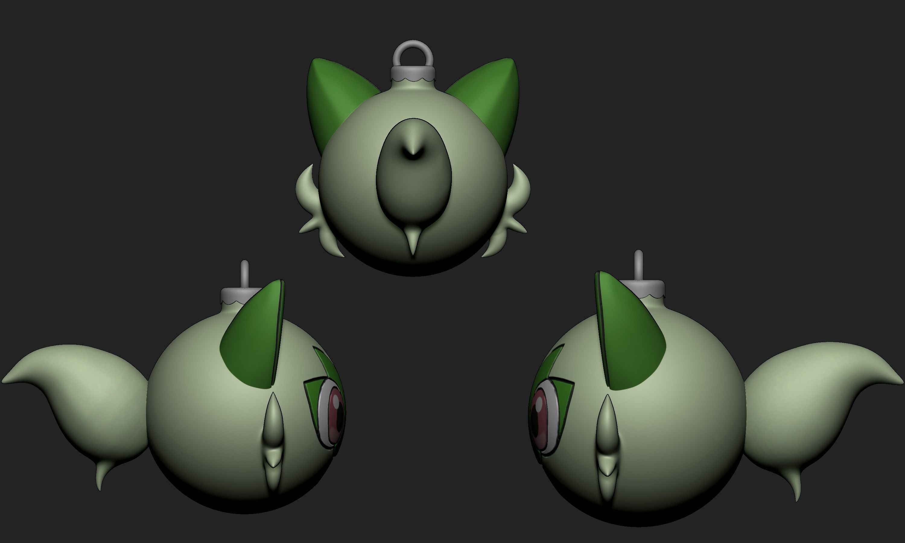 Pokemon - Christmas Ornament Fuecoco Quaxly and Sprigatito 3D print model_9